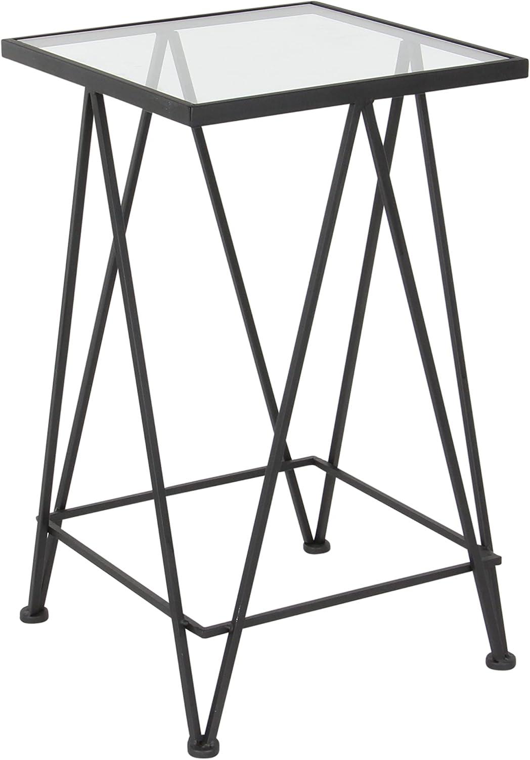 DecMode 15" x 26" Gold Metal Accent Table with Mirrored Glass Top, 2-Pieces