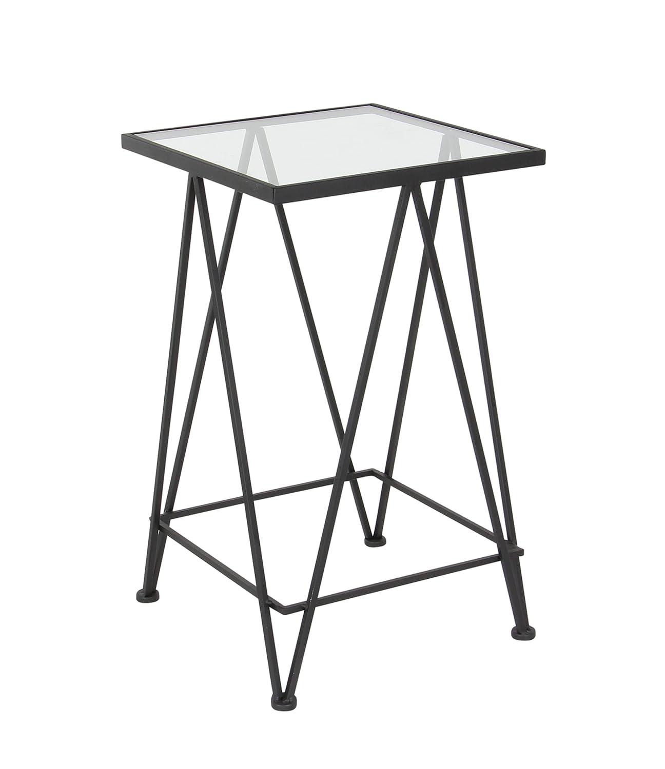 DecMode 15" x 26" Gold Metal Accent Table with Mirrored Glass Top, 2-Pieces