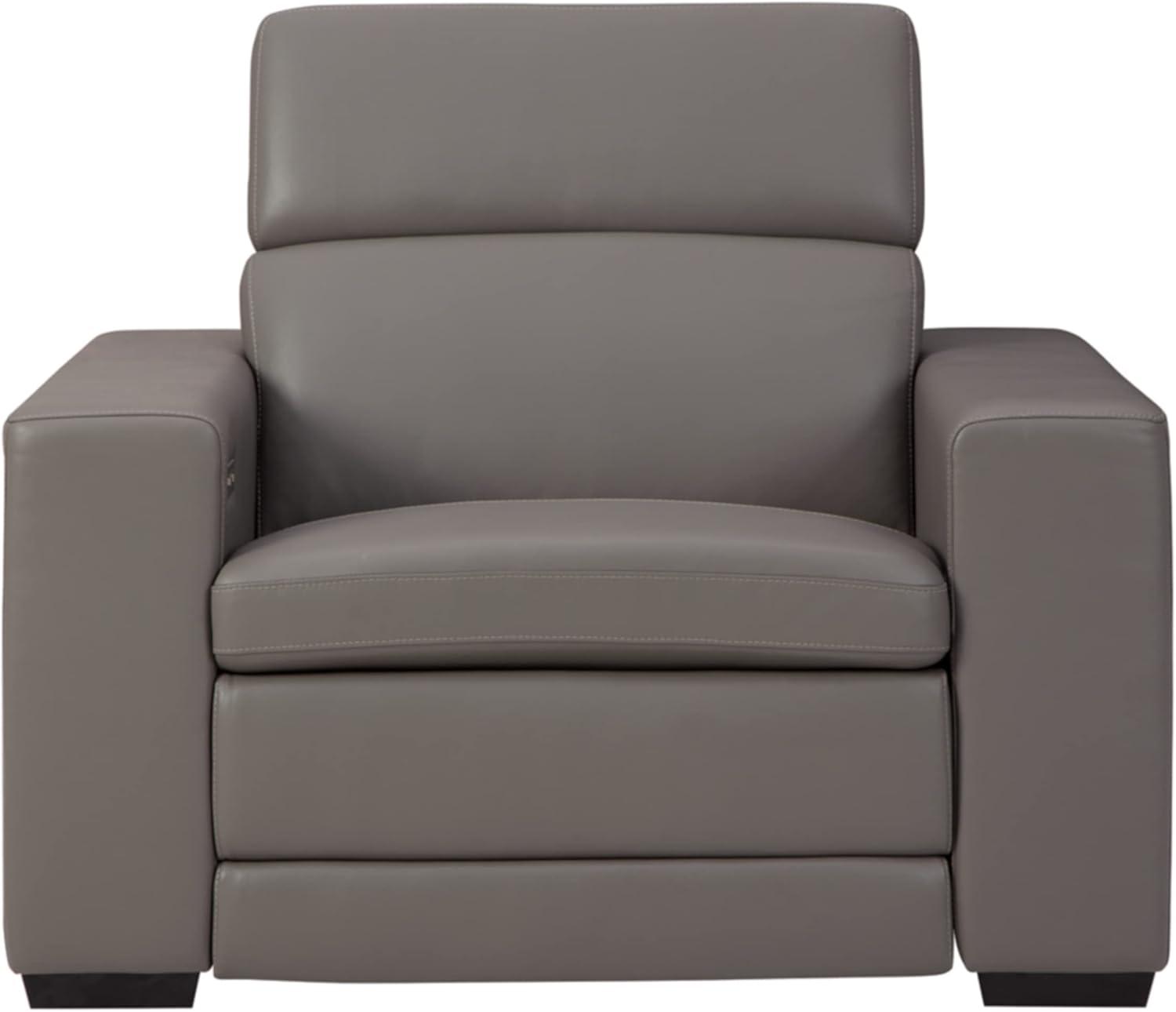 Ashley Furniture Texline Leather Power Recliner with Headrest in Gray