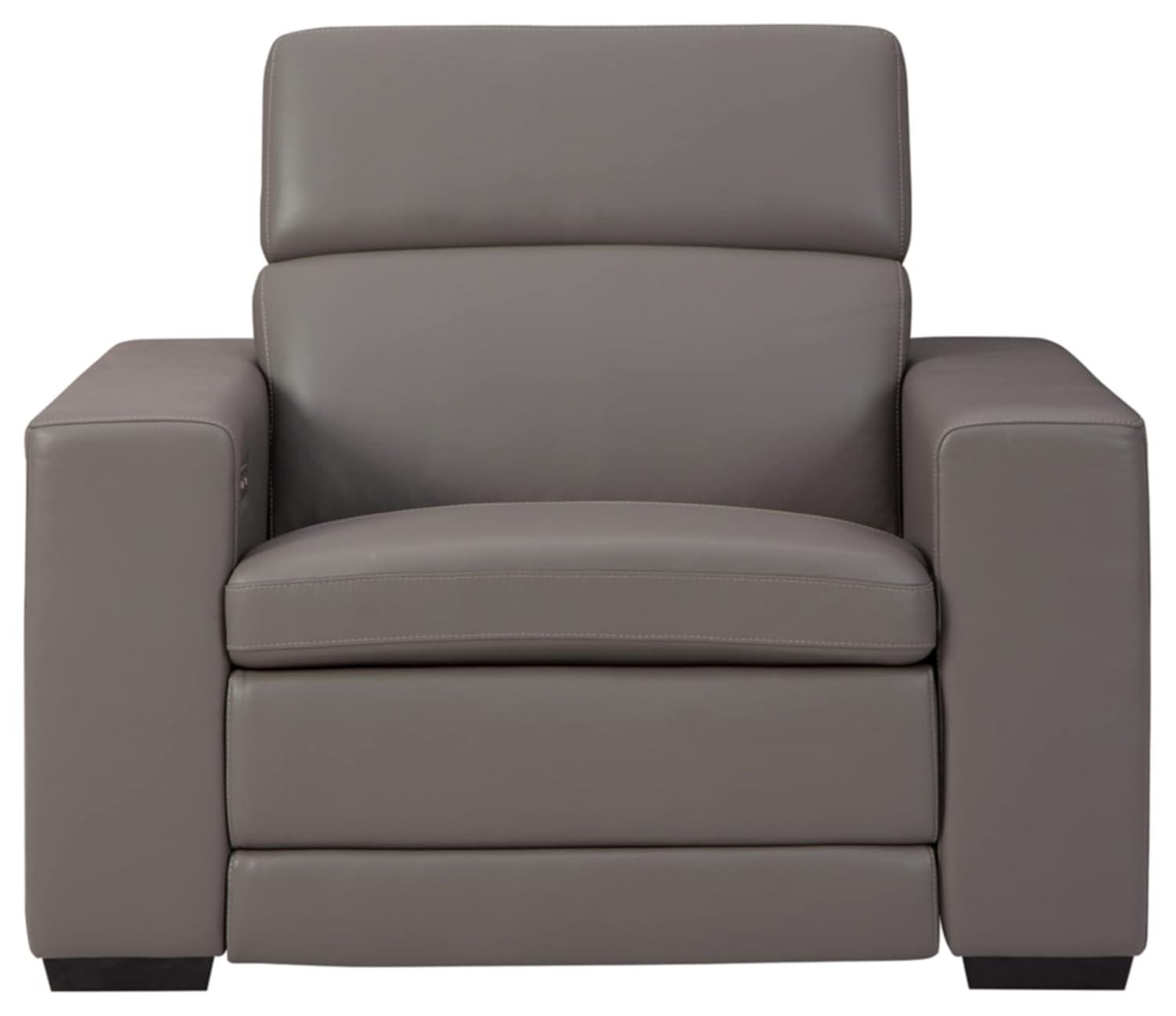 Signature Design by Ashley Texline Leather Power Recliner with Headrest in Gray