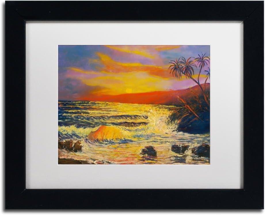 Maui Sunset Beach Scene Framed Canvas Art, 11x14 Inches