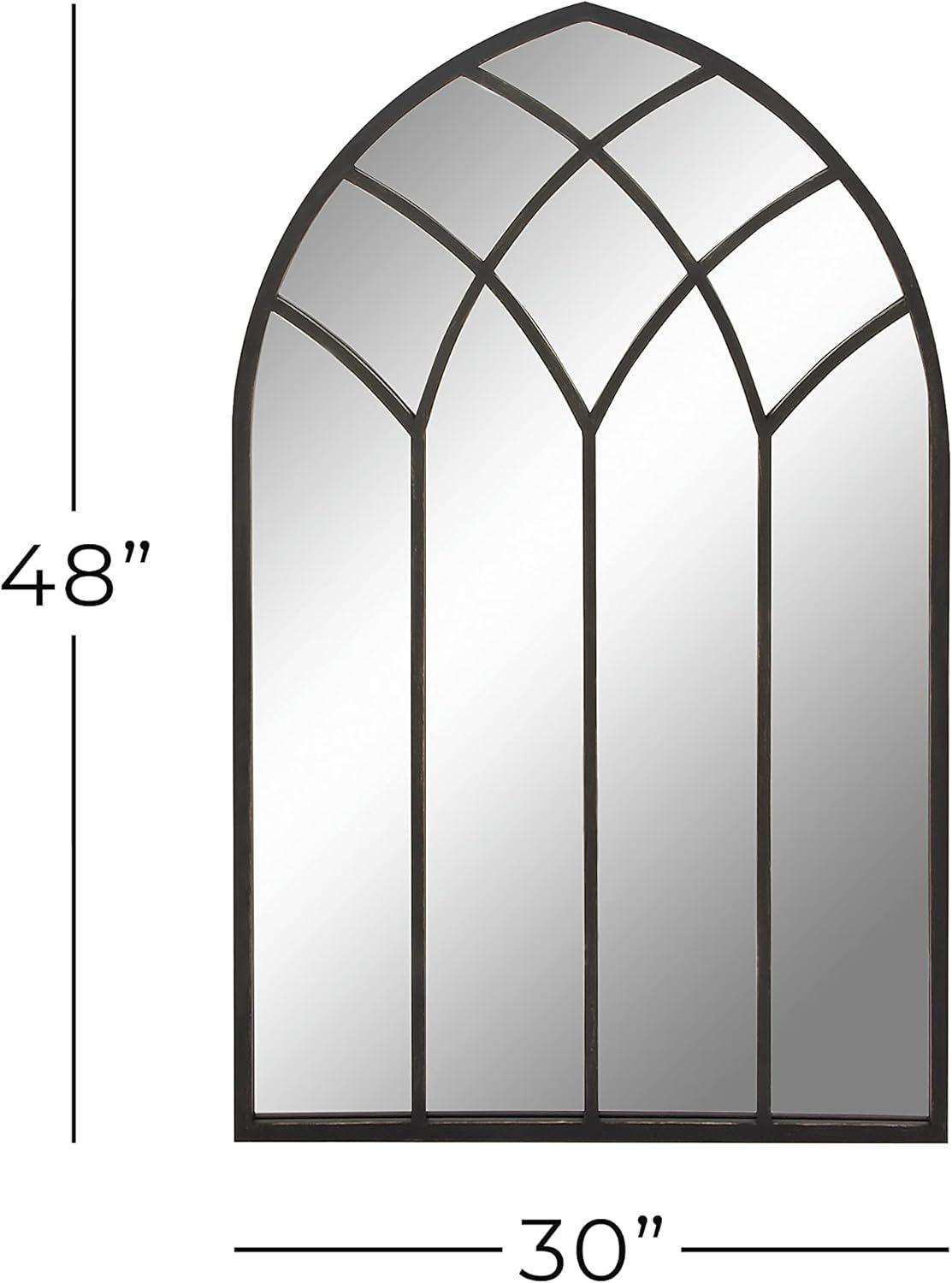 DecMode 30" x 48" Black Arched Window Pane Wall Mirror