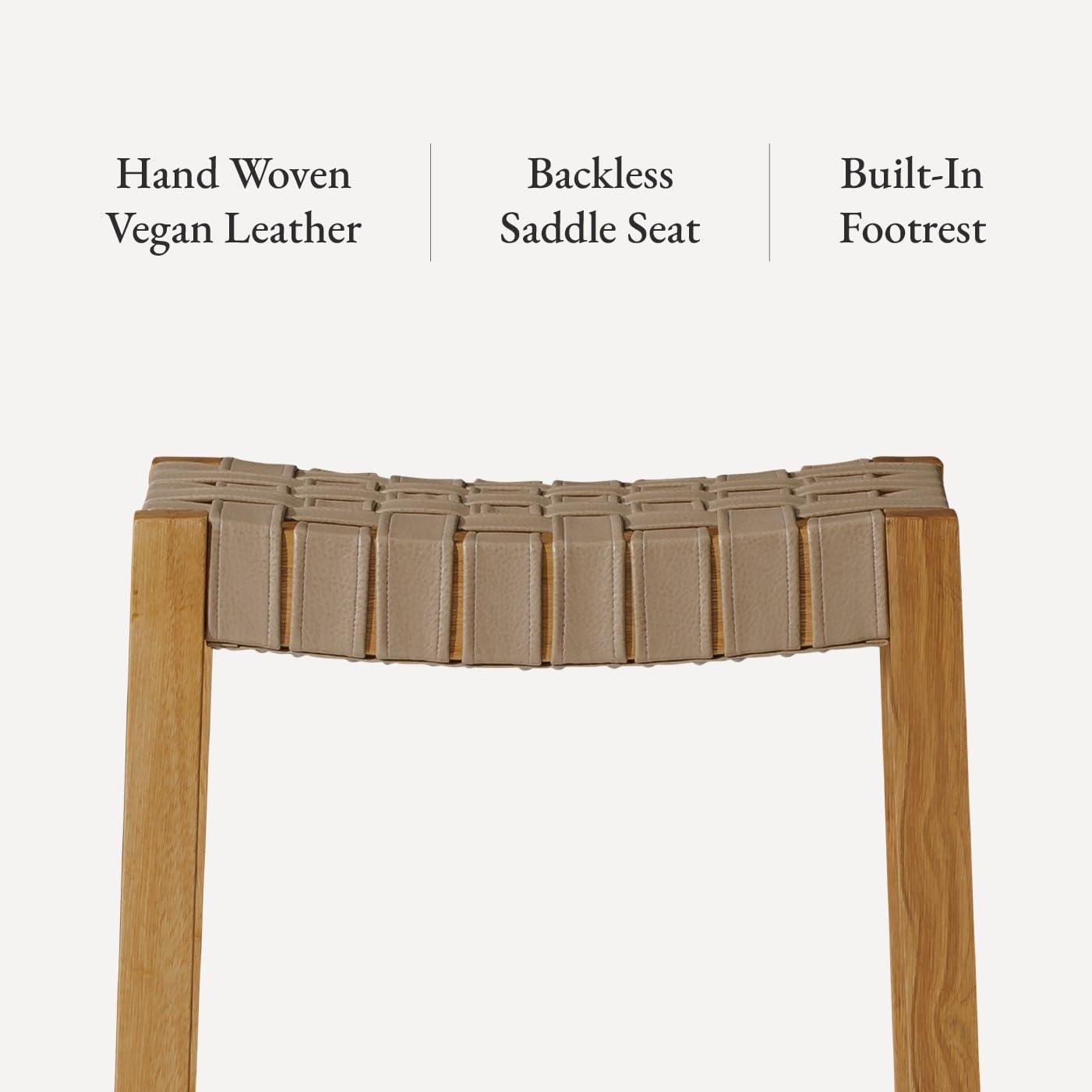 Maven Lane Maven Lane Emerson Kitchen Stool with Vegan Leather Upholstery