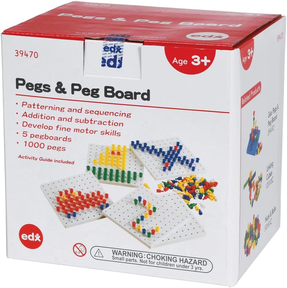 Colorful Plastic Pegs and Peg Boards Set for Kids