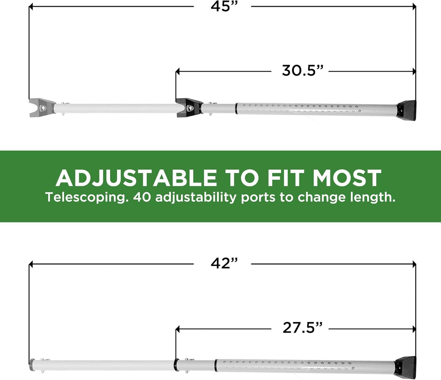 Adjustable White Steel Door Security Bar with Rubber Grip
