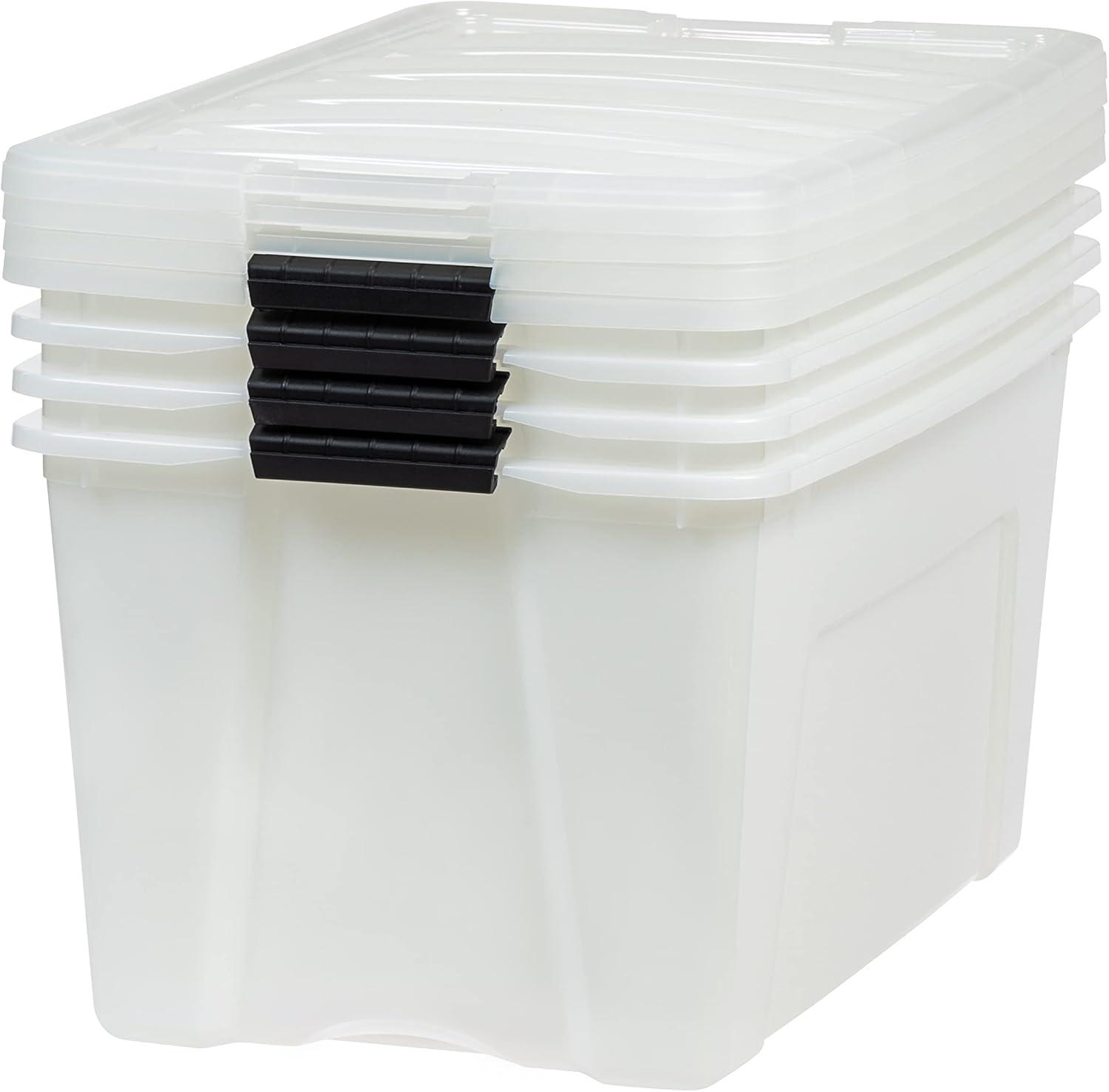 72qt Plastic Storage Bins with Lids and Secure Latching Buckles - 4 Pack