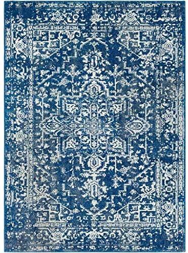 Livabliss 7'10"x10'3" Worsham Traditional Rug Dark Blue: Stain & Fade-Resistant, Medium Pile, Indoor Use