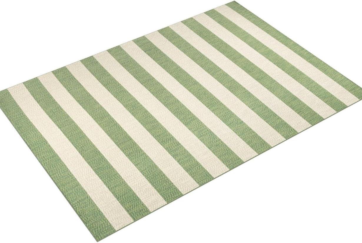 4' x 6' Negril Two-Tone Wide Stripe Indoor/Outdoor Area Rug, Green/Cream - JONATHAN Y