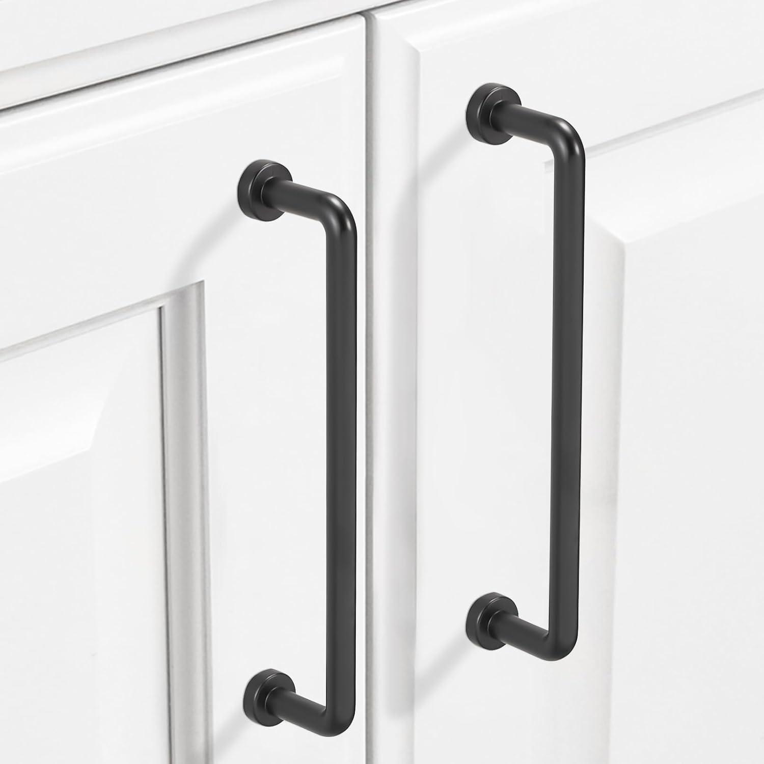 Matte Black Zinc Modern Cabinet Bar Pulls with Mounting Hardware