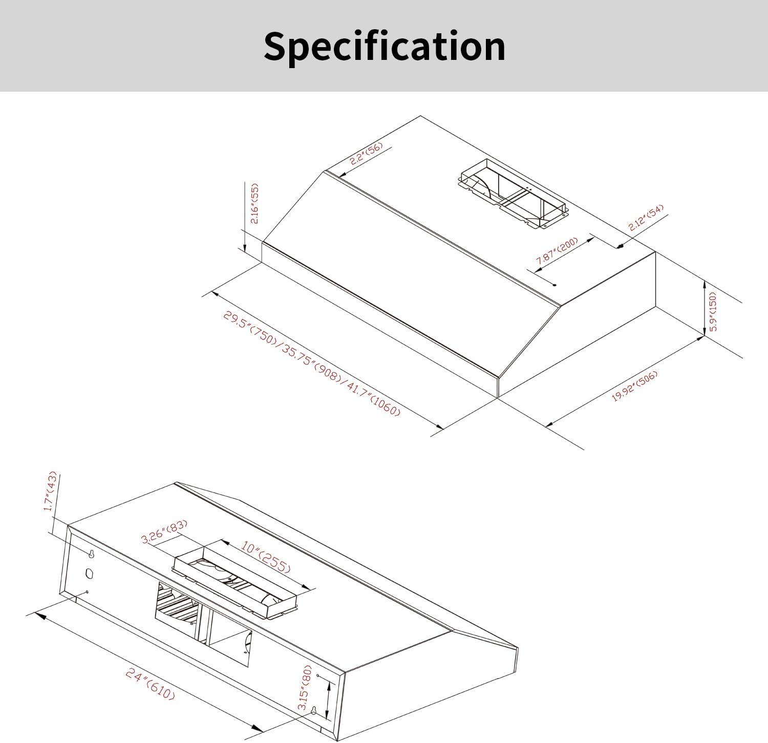 30'' 900 CFM Under Cabinet Range Hood with LED Lights and Remote Control Included