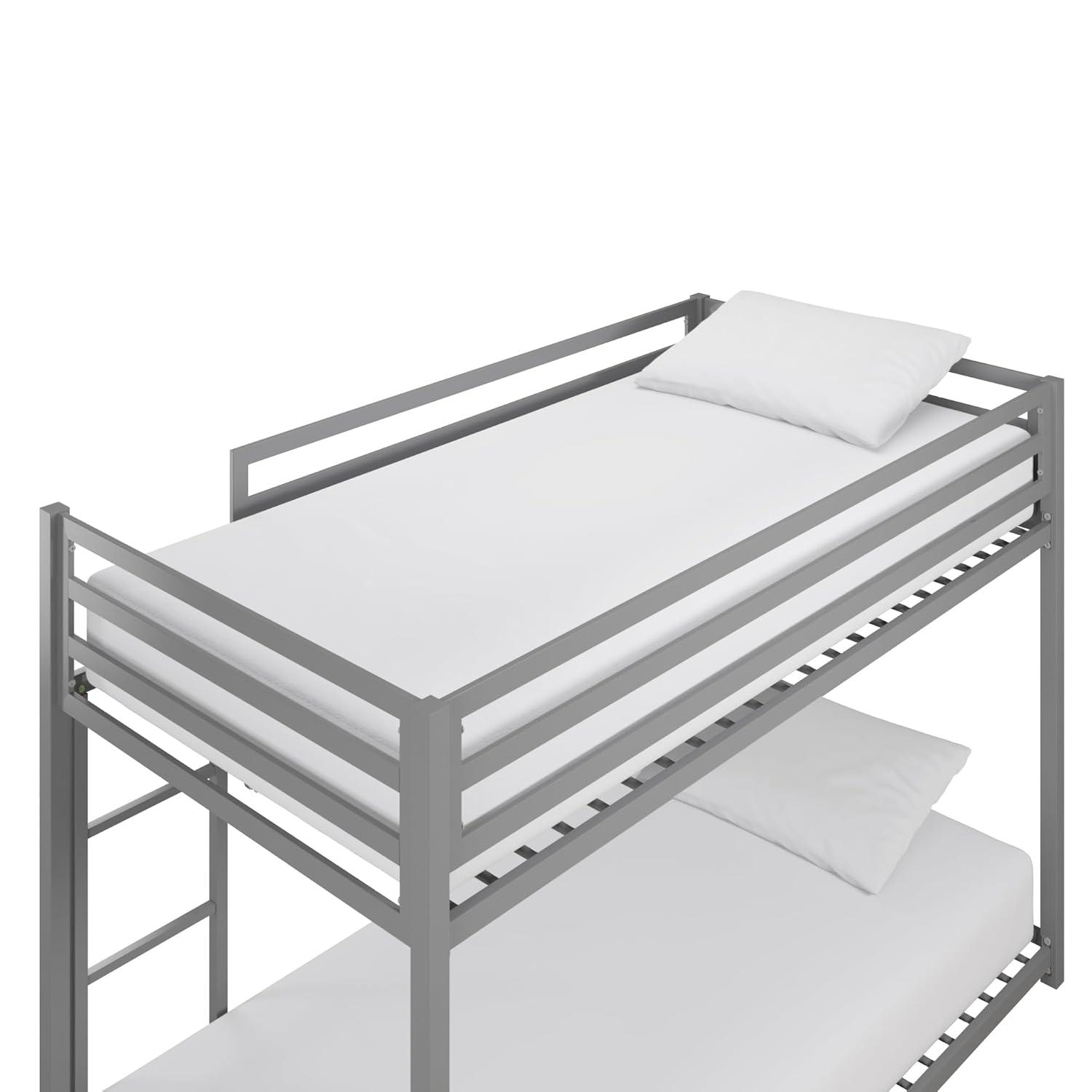 DHP Miles Metal Twin/Twin Bunk Bed, Silver
