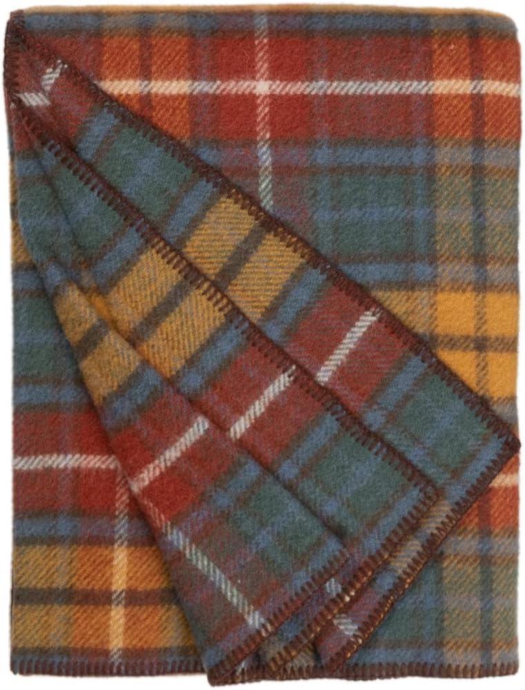 Extra-Large Antique Dress Stewart Wool Tartan Throw Blanket
