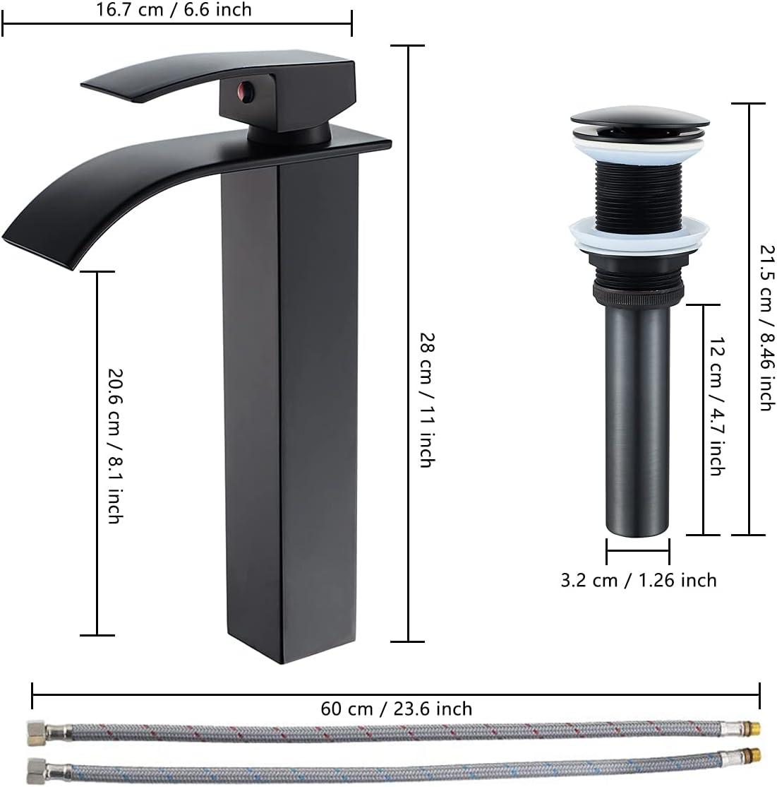 Matte Black Stainless Steel Single Handle Vessel Sink Faucet