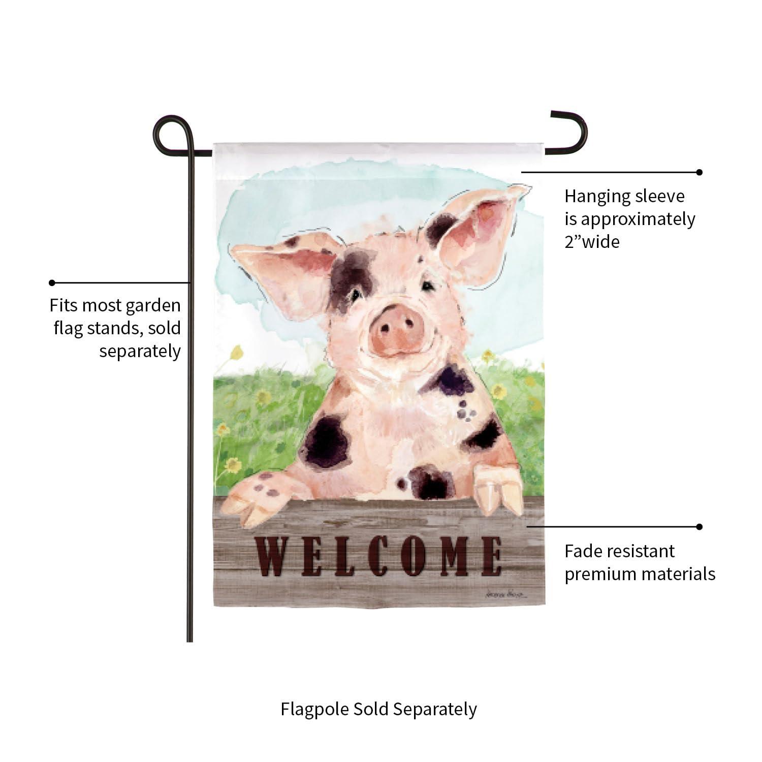 Evergreen Garden Flag Spotted Pig Suede Double Sided Indoor Outdoor Decor 18" x 12.5"