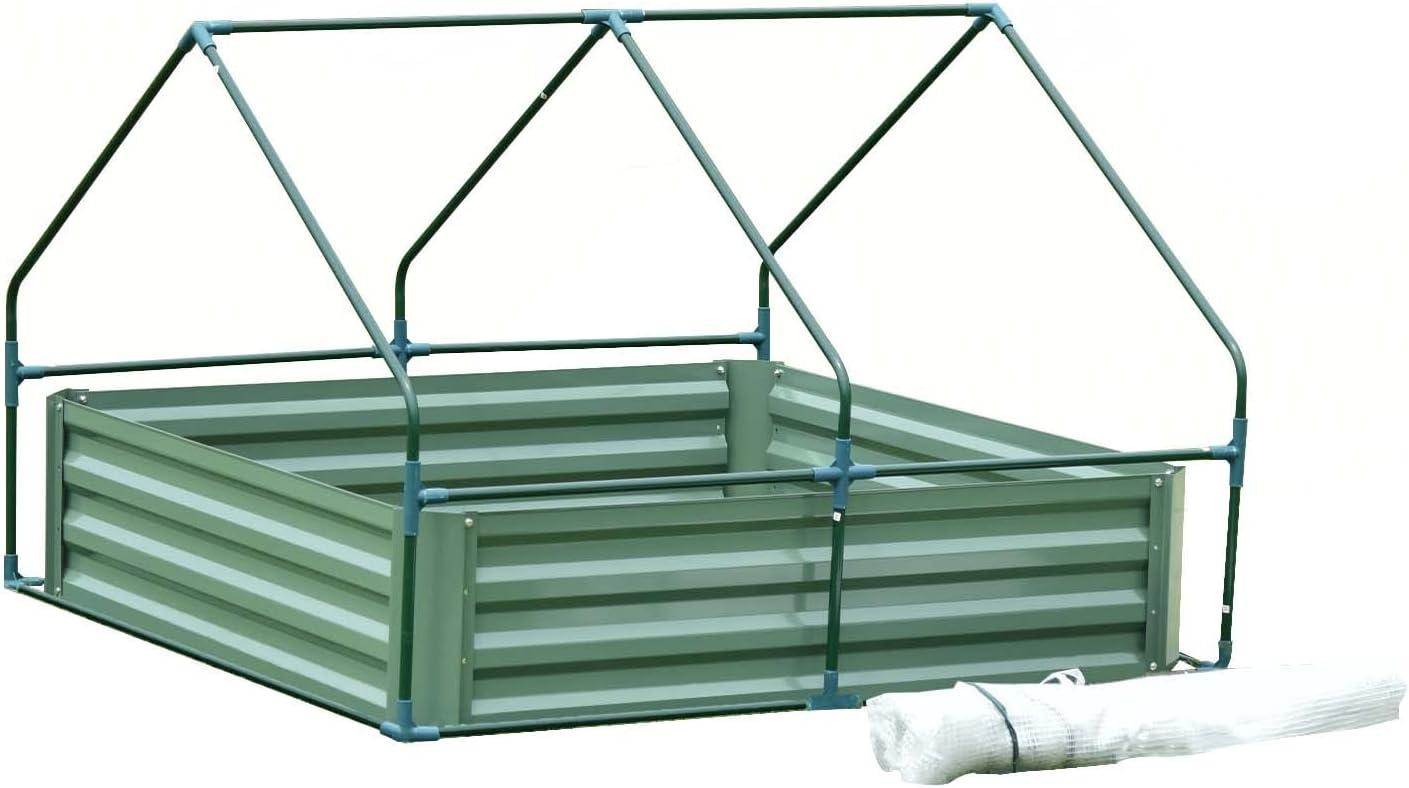 4.3' W x 4.3' D Raised Garden Bed Mini Greenhouse Kit