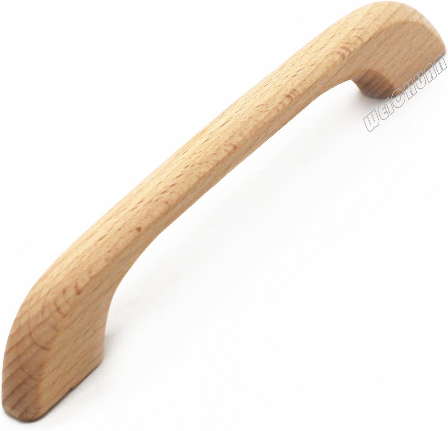 WEICHUAN 10PCS Unfinished Wood Pulls Handles - Kitchen Cabinets Furniture Dresser Wardrobe Cupboard Drawer Pulls Handles, 2.5" Hole Centers