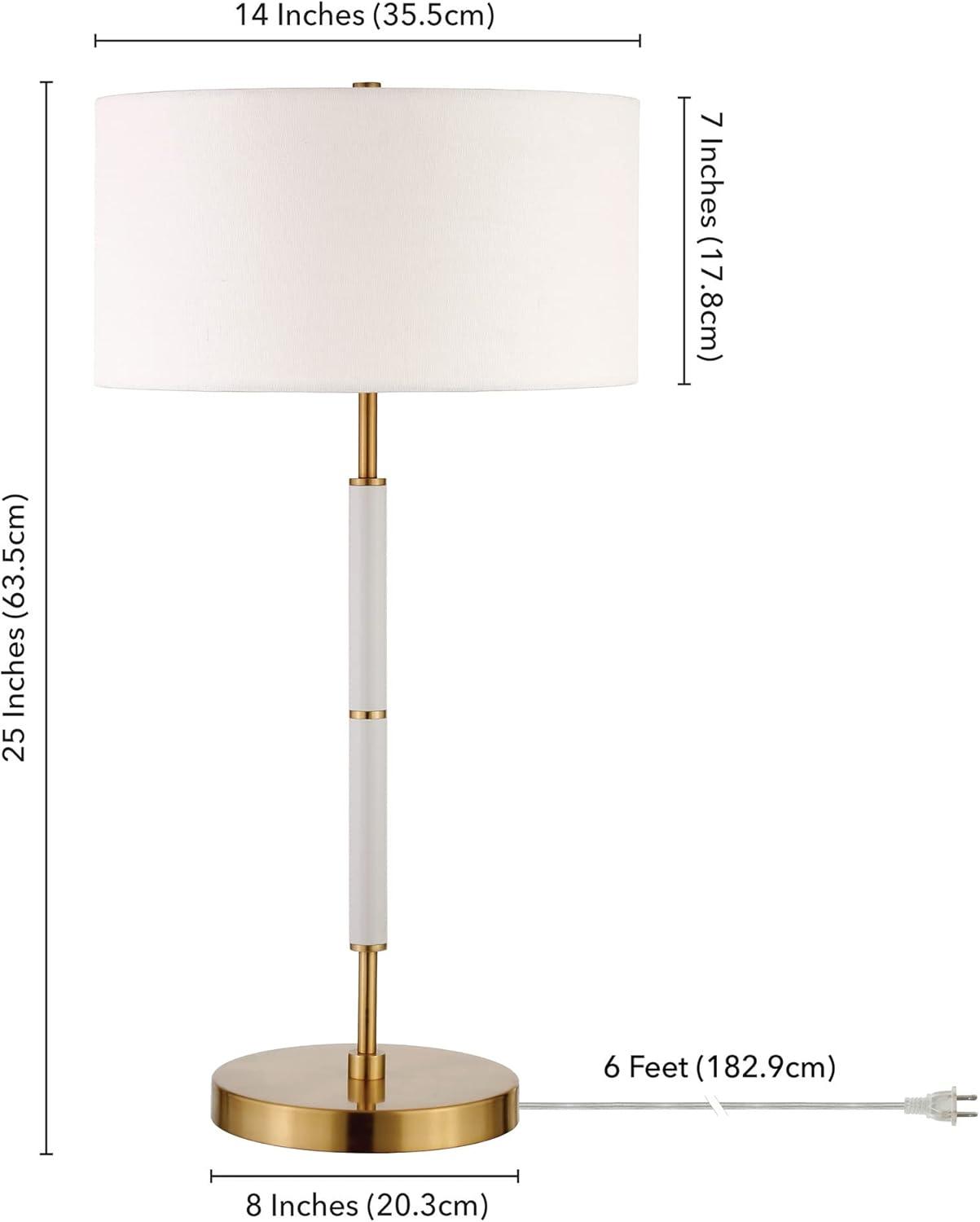 Matte White and Brass 25" 2-Light Table Lamp with Linen Shade