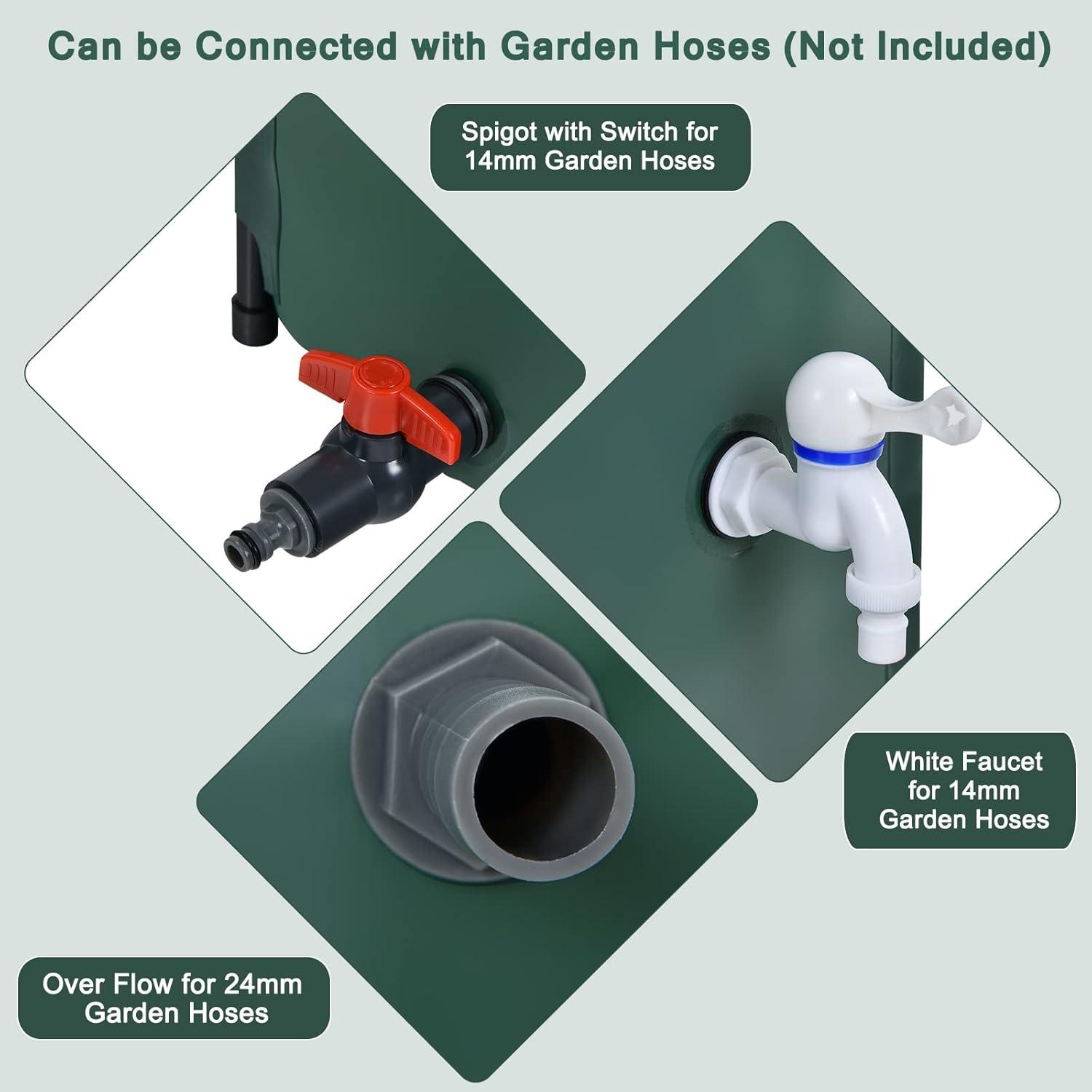 Happygrill 100 Gallon Collapsible Rain Barrel, PVC Rain Water Collection Barrel with Spigot Water Storage Container & Top Mesh, Portable Rain Barrels to Collect Rainwater from Gutter for Garden Lawn