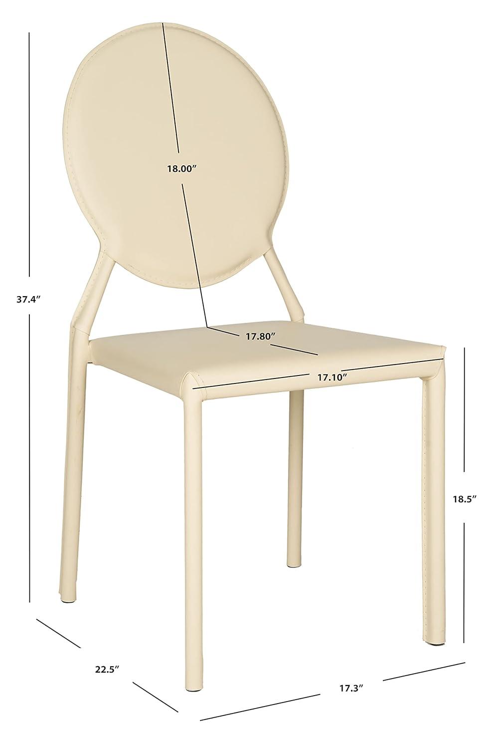 Warner Round Back Leather Side Chair (Set of 2) - FOX2018 - Butter Cream - Safavieh Couture