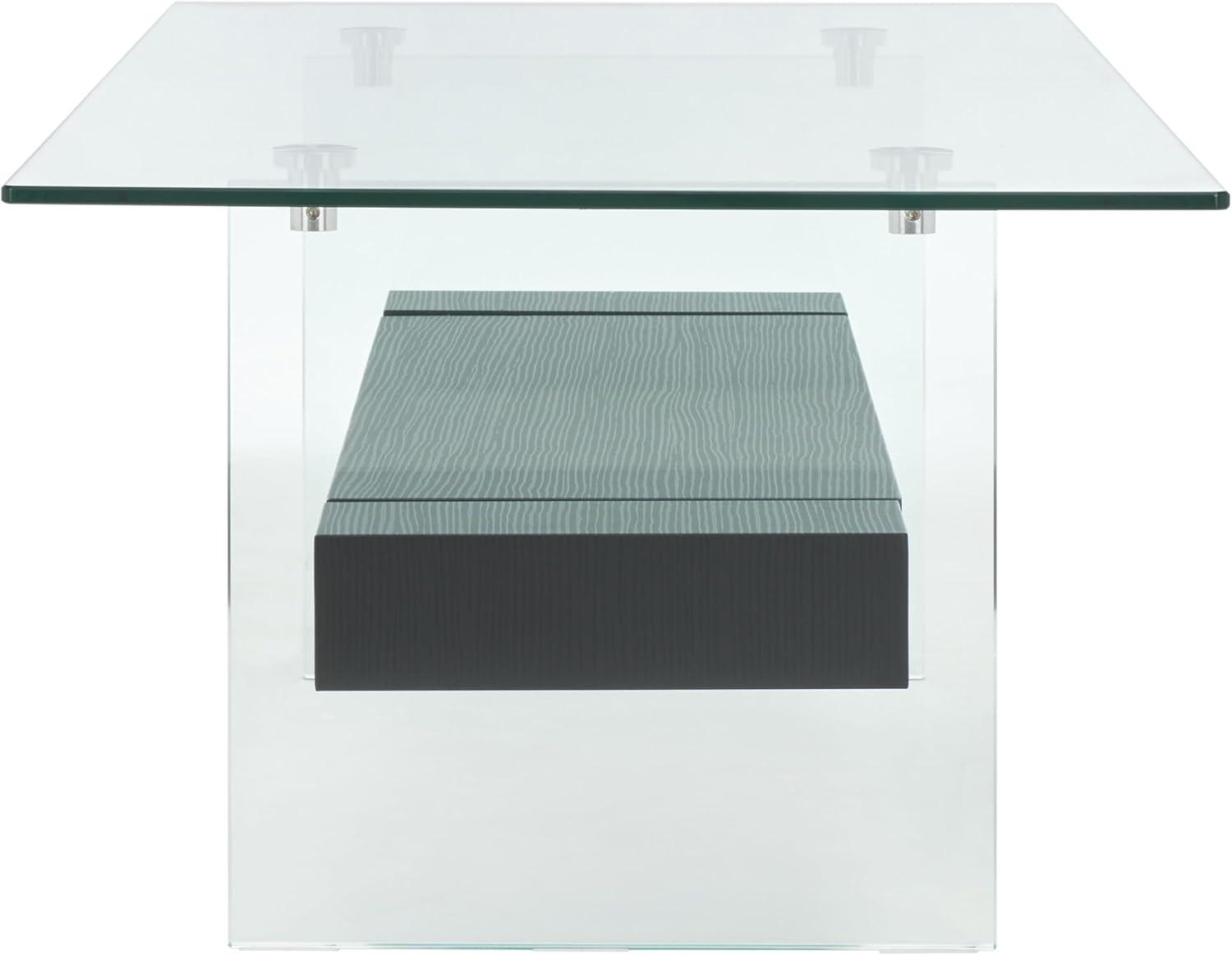 Kayley Coffee Table - Glass/Black Oak Wood Shelf - Safavieh