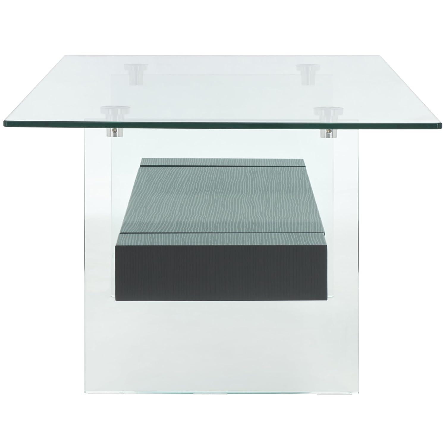 Kayley Coffee Table - Glass/Black Oak Wood Shelf - Safavieh