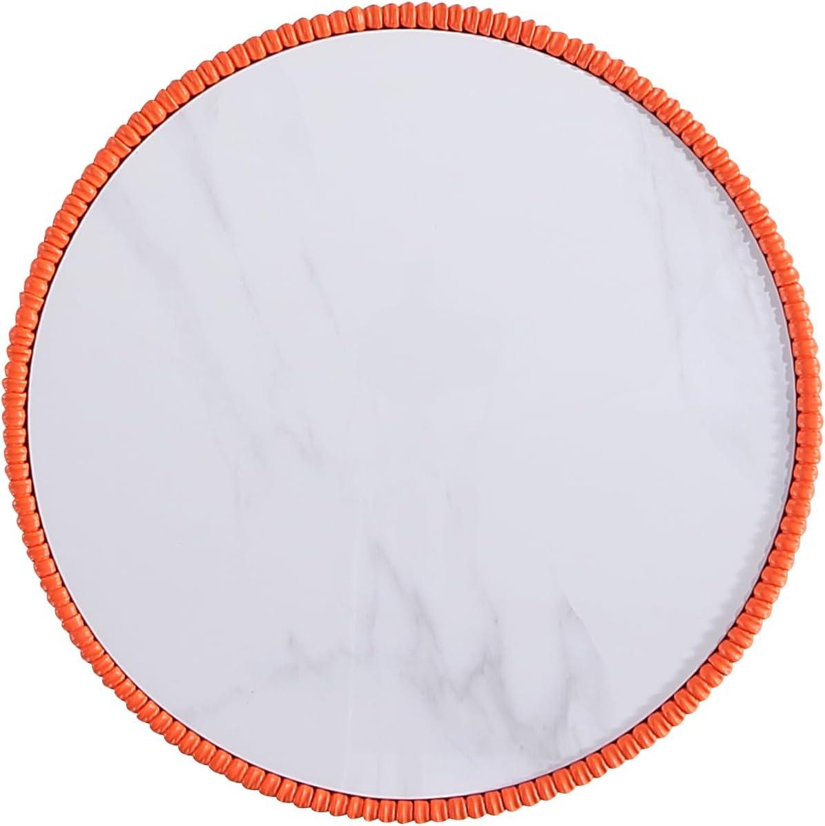 Manhattan Comfort 2pc Anderson Modern Leatherette Upholstered End Table Set Orange: Faux Marble, No Assembly Required