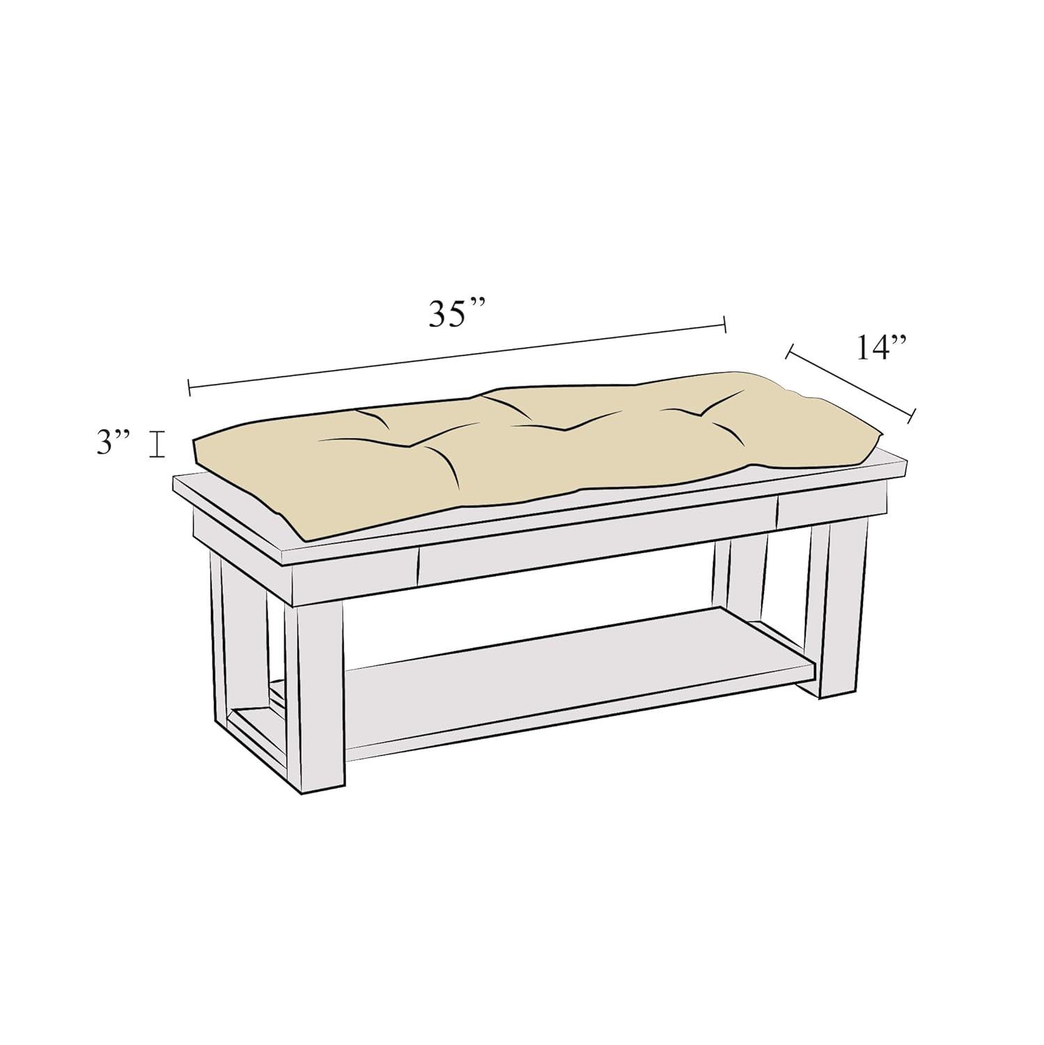 Gripper 35" Tufted Omega Universal Bench Cushion Gold: Indoor Woven Polyester Rectangle Seat, 3" Thick, 36"x14"