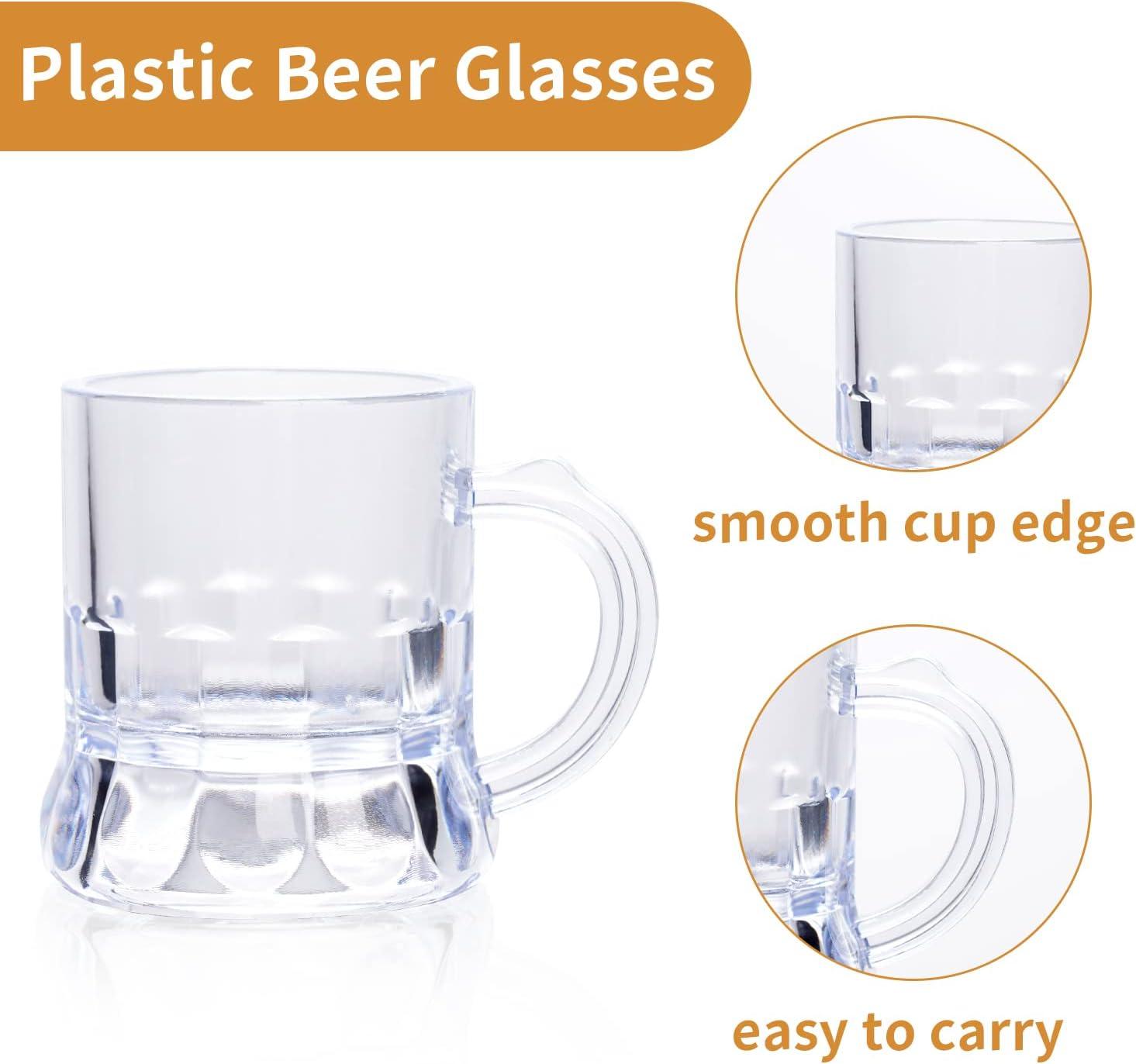 ZZYFGH Mini Beer Mugs, 1 Oz Clear Plastic Shot Glasses Beer Mug with Handles for Party (12 Pieces)
