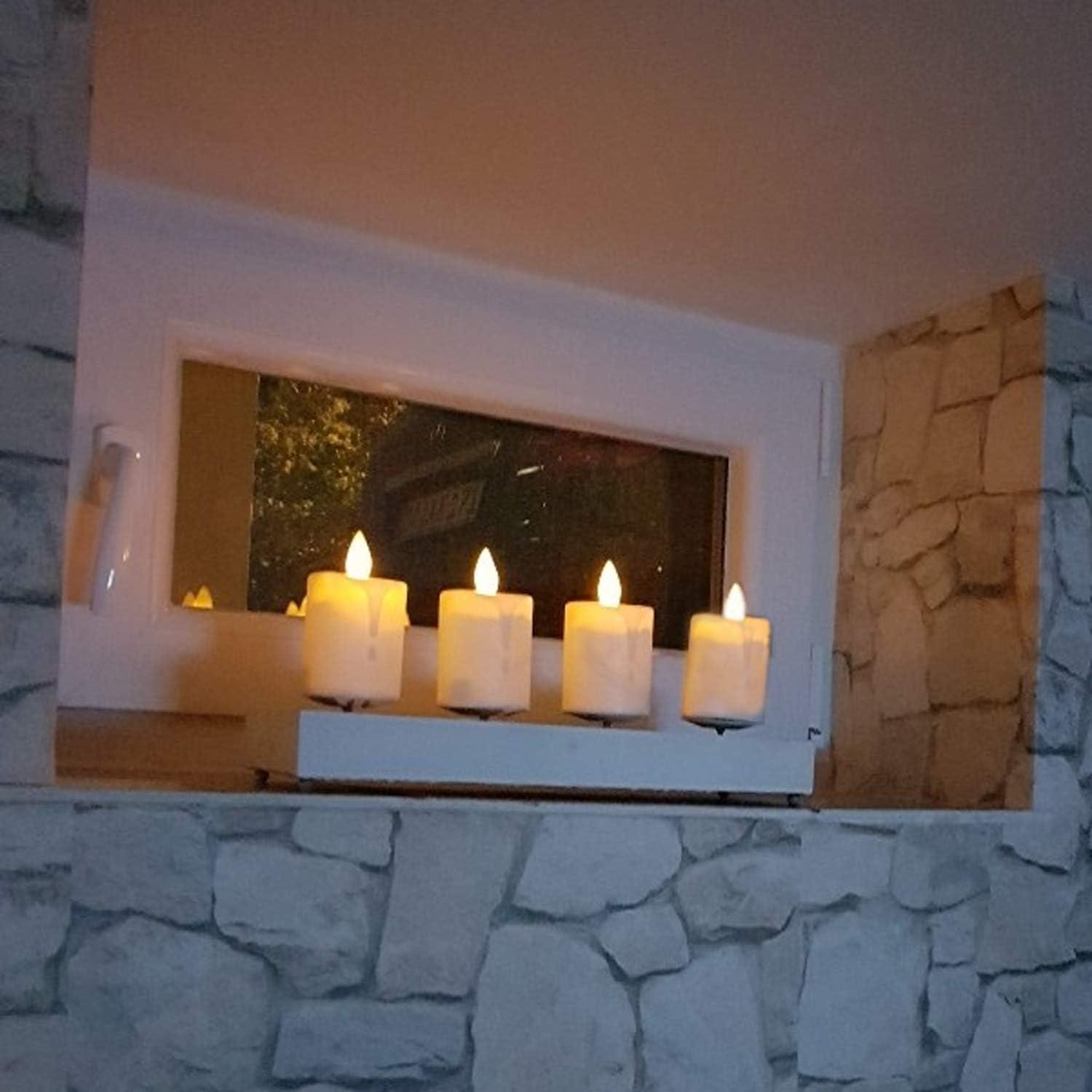 TELOSMA 2 PCS Solar Powered LED Candle Light Flameless Rechargeable Waterproof Candle for Window Outdoor Yard Lamp Garden Camping Lantern
