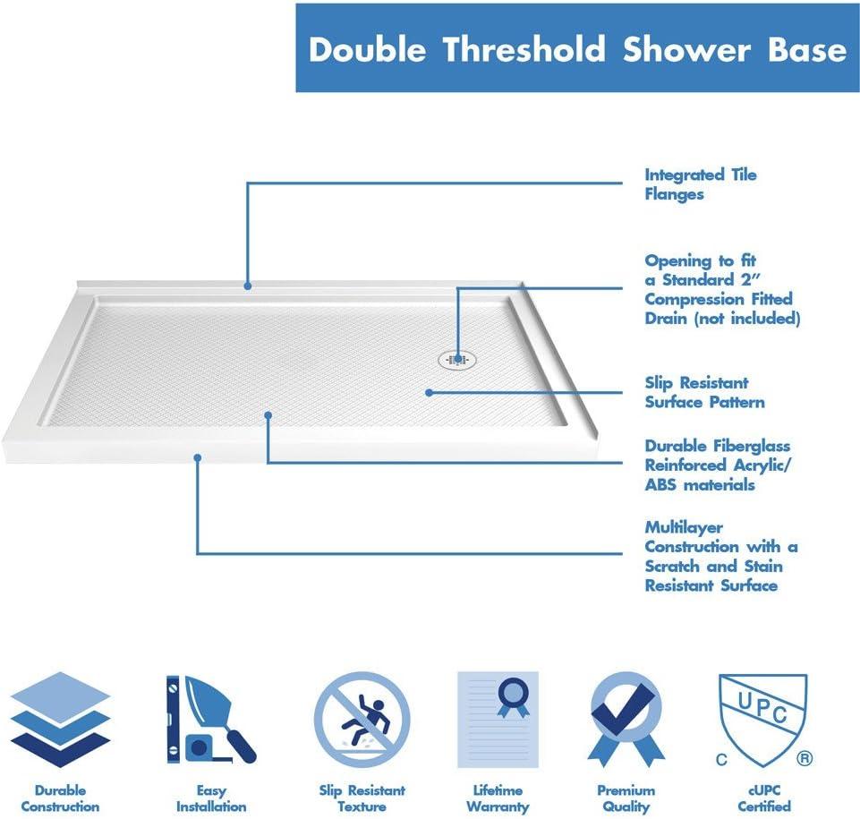 SlimLine 54" W x 36" D Double Threshold Shower Base