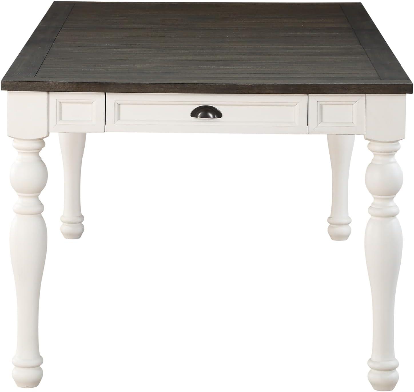 Transitional White Extendable Farmhouse Dining Table