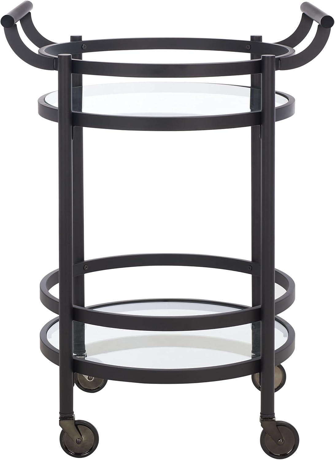 Sienna 2 Tier Round Bar Cart - Matte/Black - Safavieh