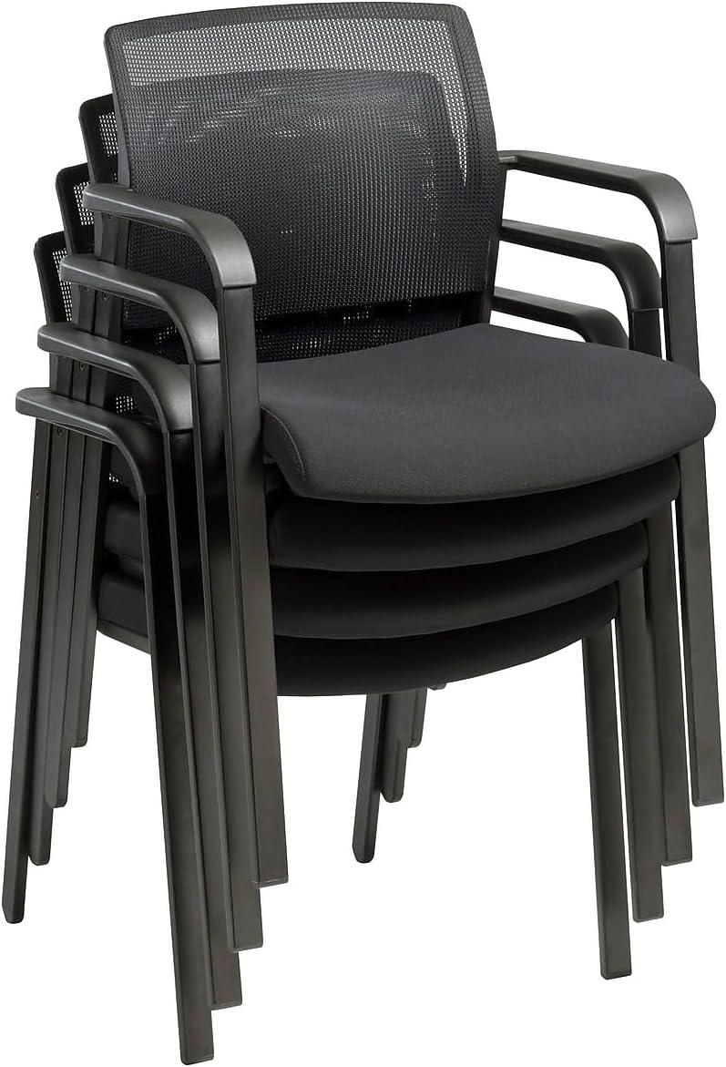 Esler Black Mesh and Fabric Stacking Visitor Chair