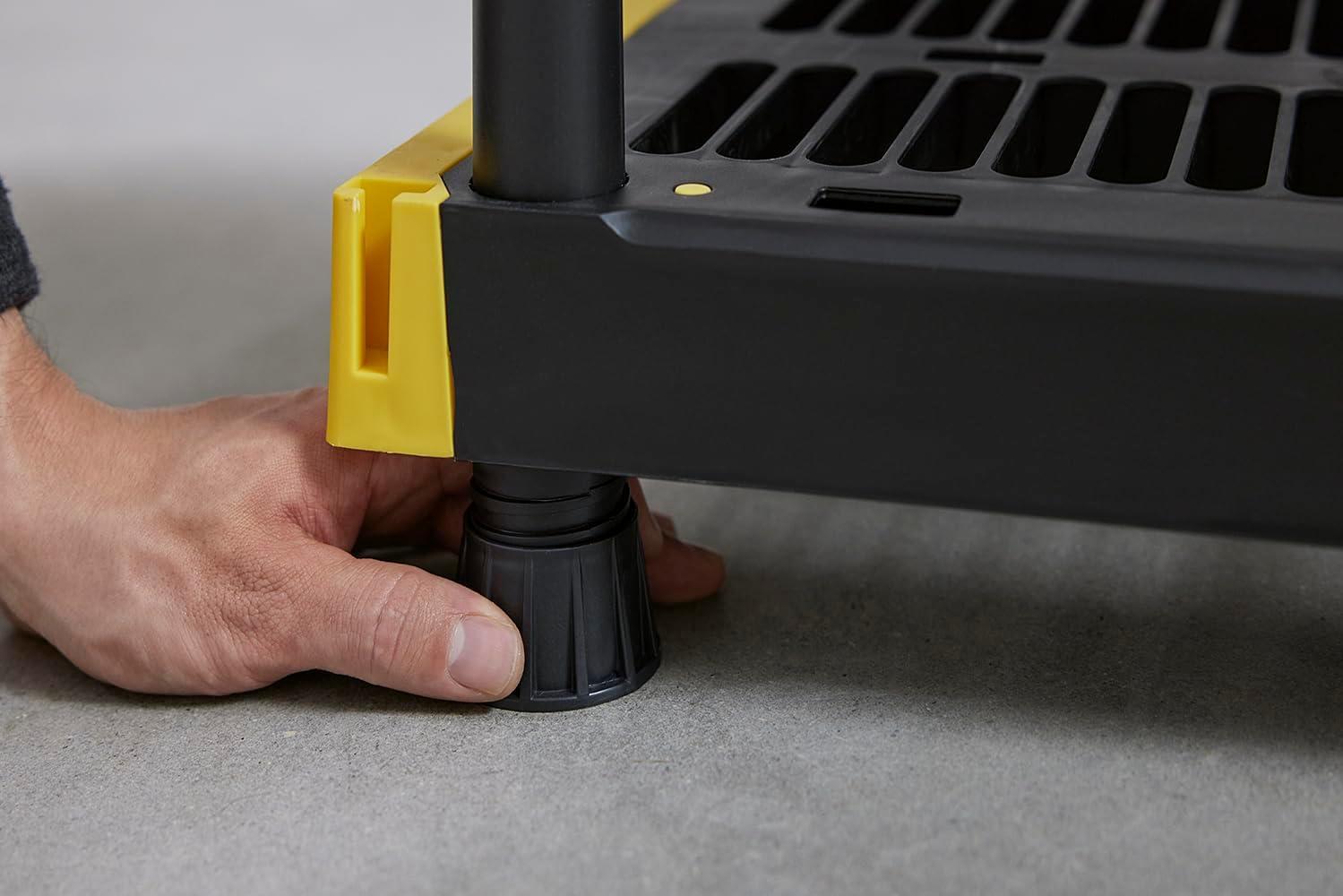 BLACK & YELLOW®, 5-Tier Heavy Duty Plastic Storage Shelving Unit, 100lbs/shelf (72”H x 24”W x 20”D), for Indoor/Outdoor Organization, Modular Rack