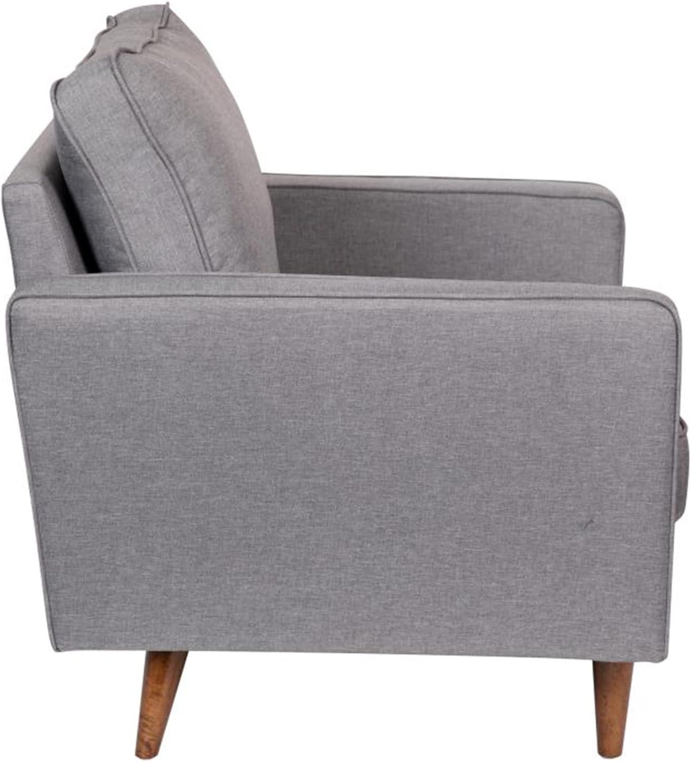 Slate Gray Mid-Century Modern Wood Accent Chair