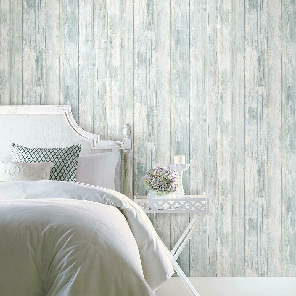 Denim Blue Distressed Wood Peel and Stick Wallpaper Roll