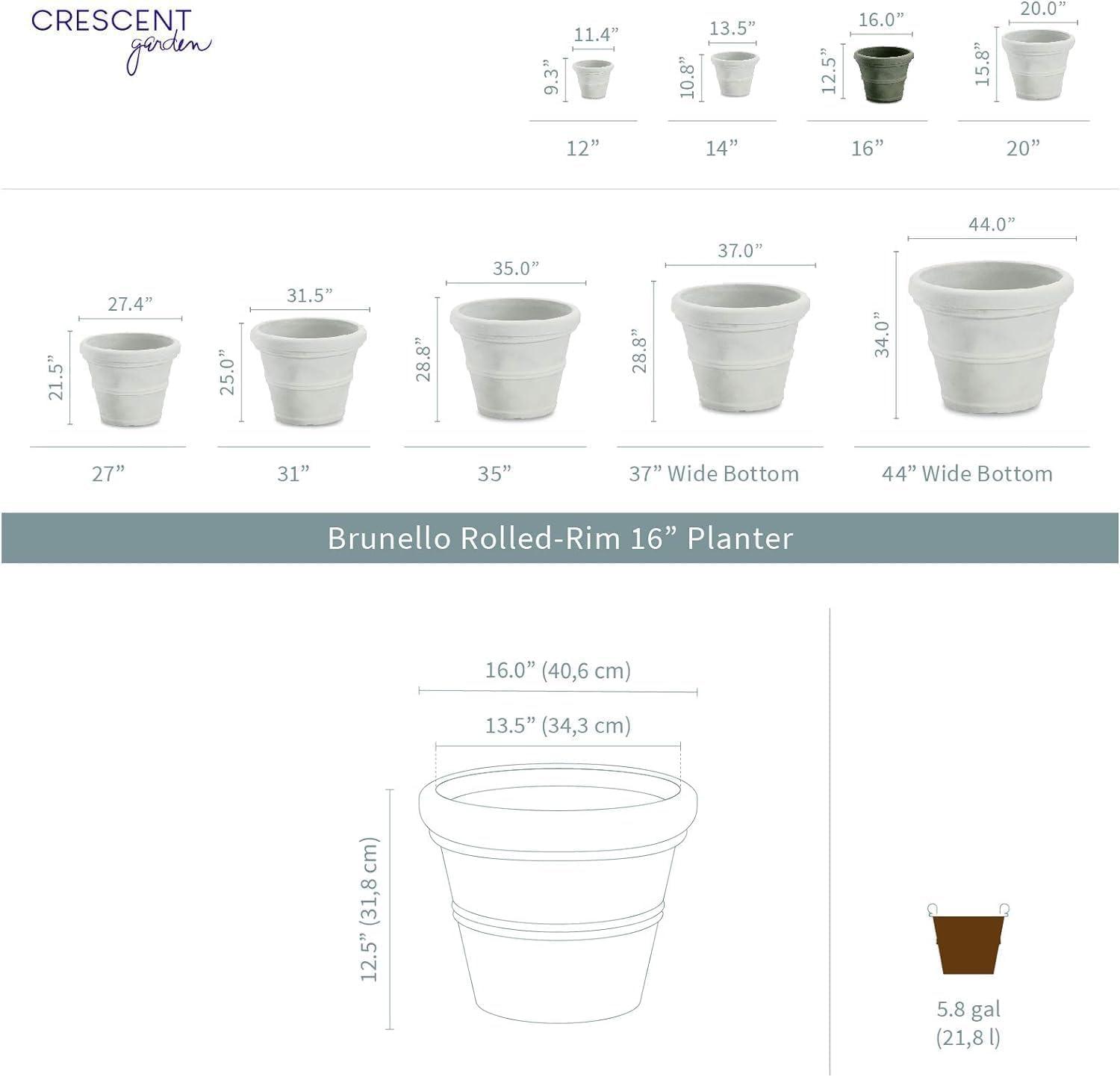 Crescent Garden Brunello Classic Rolled-Rim Plant Pot, 20" (Weathered Concrete)