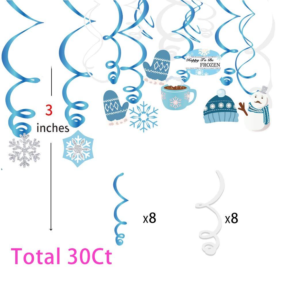 Christmas Snowman,Snowflake,Winter,Snow Frozen Hanging Swirl Decoration for Festival,Party,Together,Celling,Classroom,Home,Office,Bedroom(30Ct)