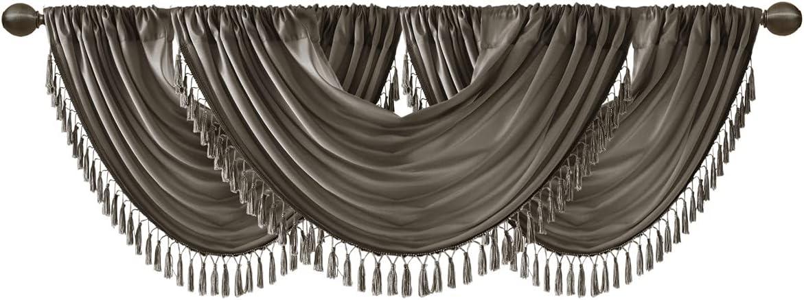 Madison Park Elena Faux Silk Waterfall Embellished 38'' W Single Window Valance