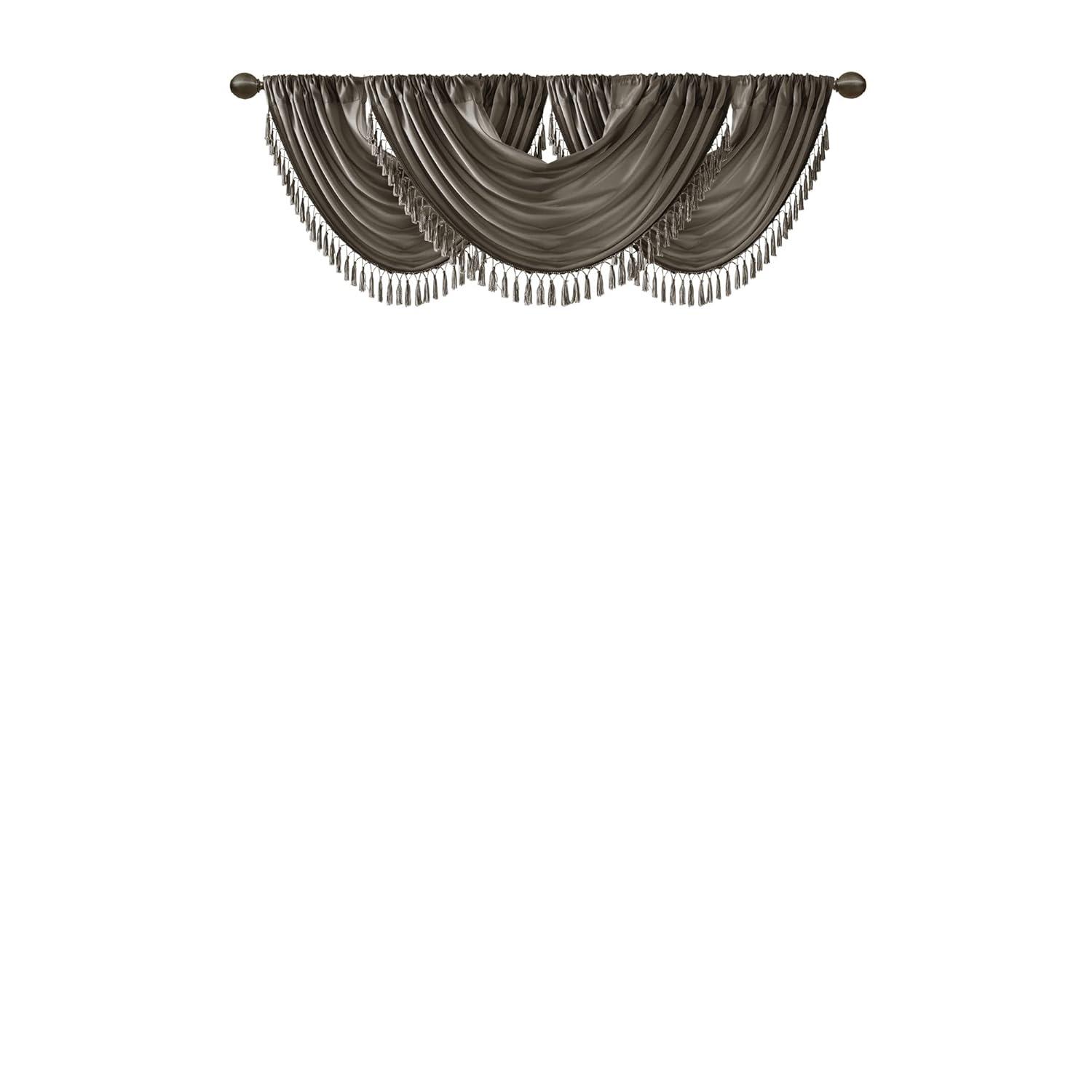 Madison Park Elena Faux Silk Waterfall Embellished 38'' W Single Window Valance & Reviews | Wayfair