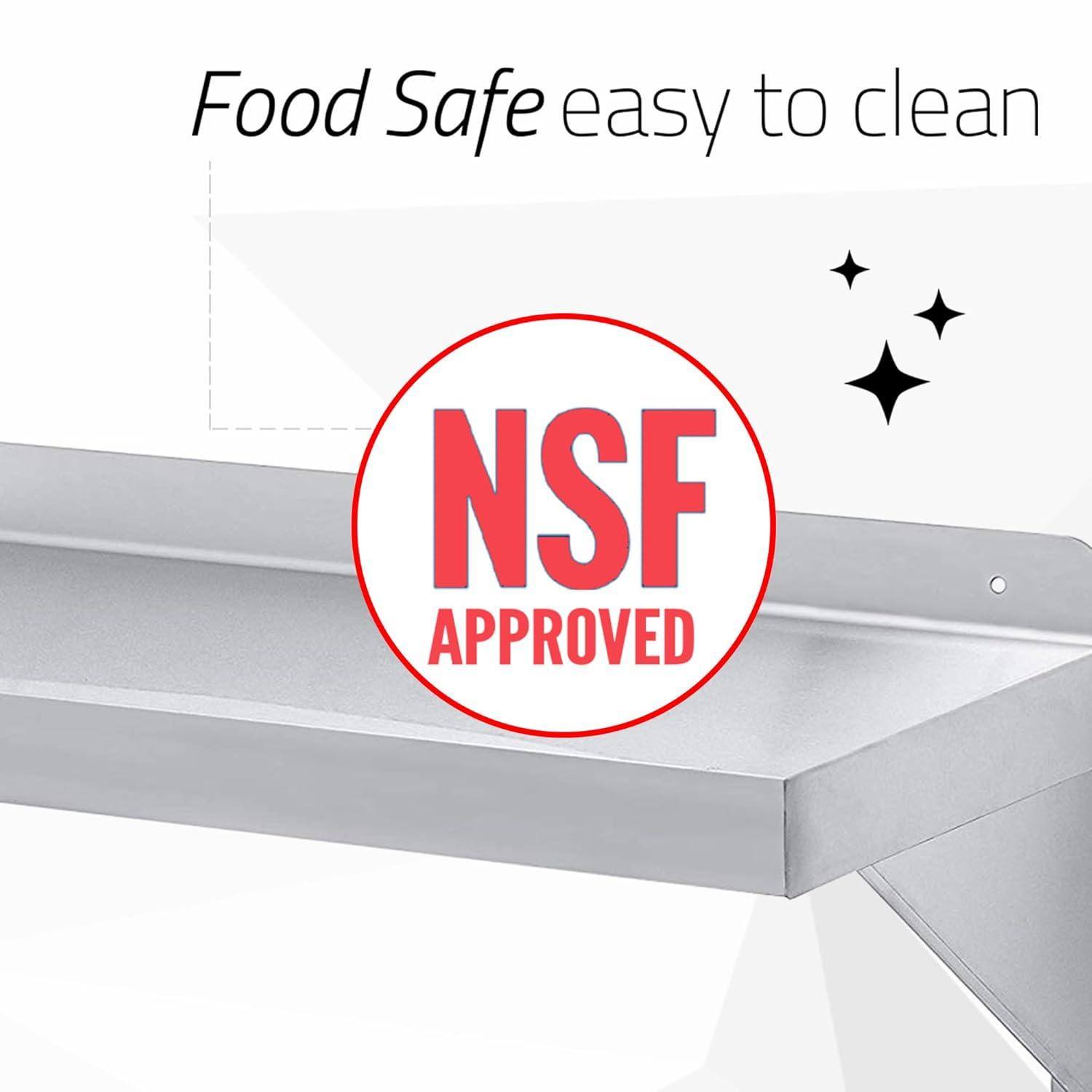 Stainless Steel Wall Shelf - 48" Wide x 14" Deep Commercial Grade - NSF Certified