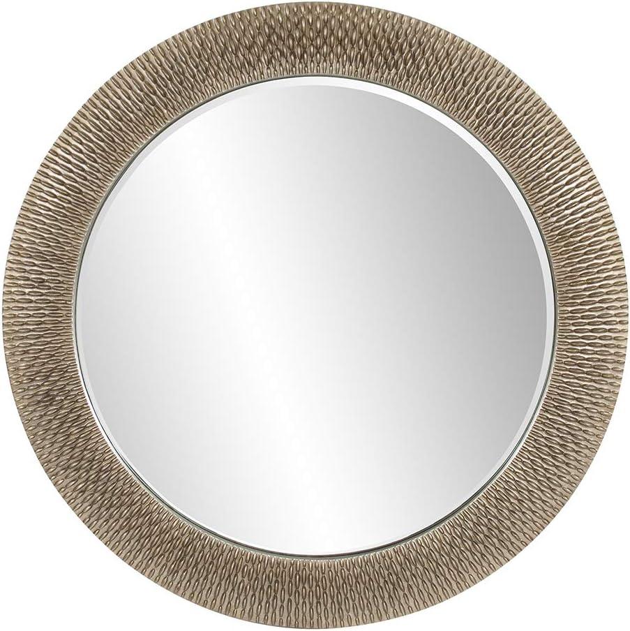 Oversized Round Silver and Gold Textured Wall Mirror