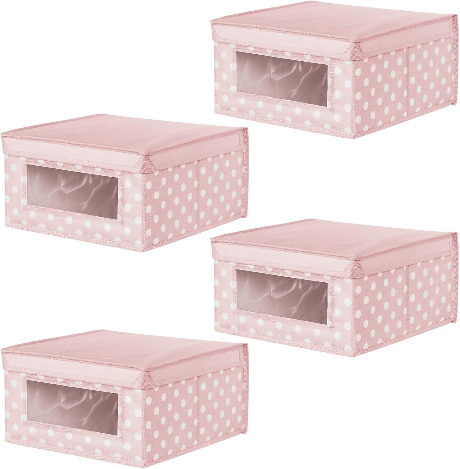 mDesign Medium Fabric Nursery Box with Lid/Window