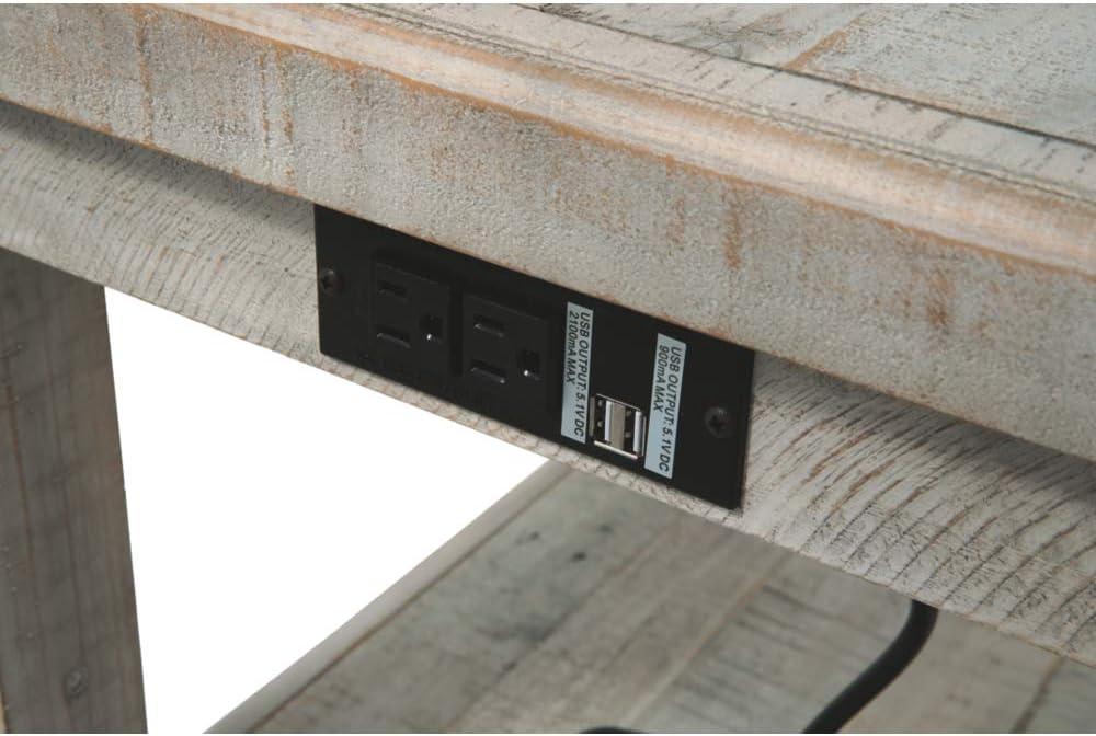 Carynhurst Rectangular End Table White - Signature Design by Ashley: Farmhouse Style, Distressed Finish, Storage Shelf