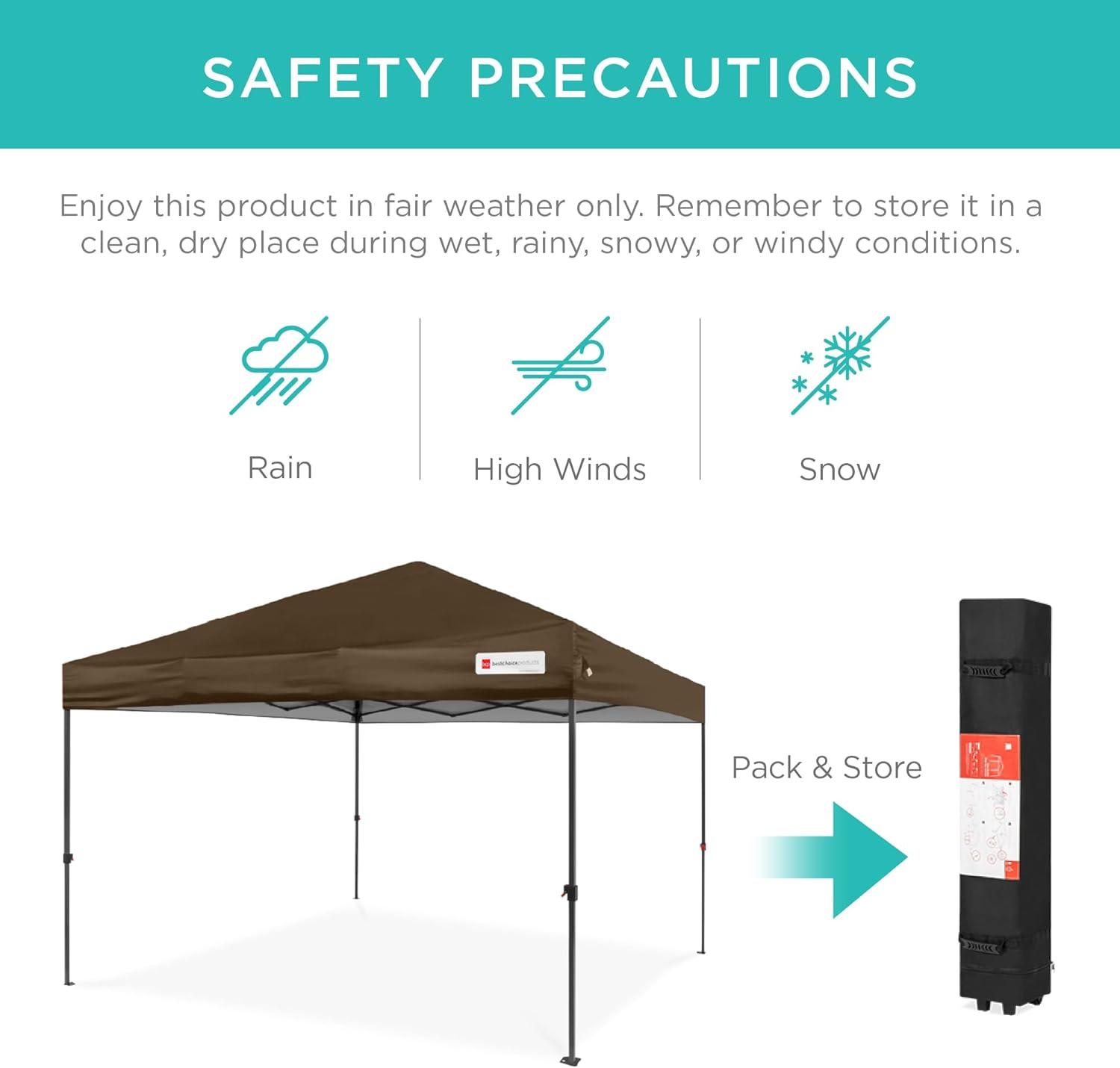 Best Choice Products Best Choice Products Easy Setup Pop Up Canopy W/ 1-Button Setup, Wheeled Case, 4 Weight Bags