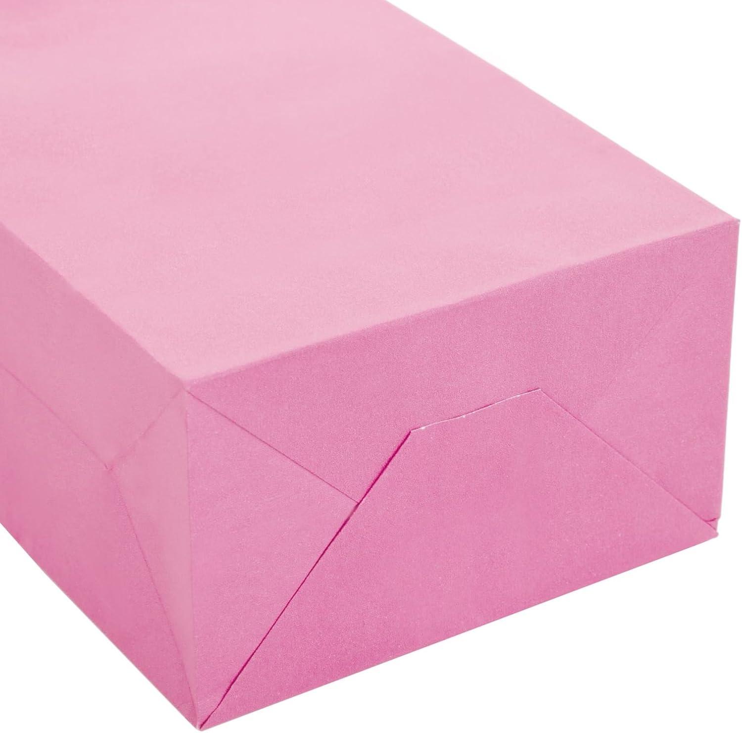 Blue Panda 25-Pack Pink Gift Bags with Handles - Small Paper Treat Bags for Birthday, Wedding, Retail (5.3x3.2x9 In)