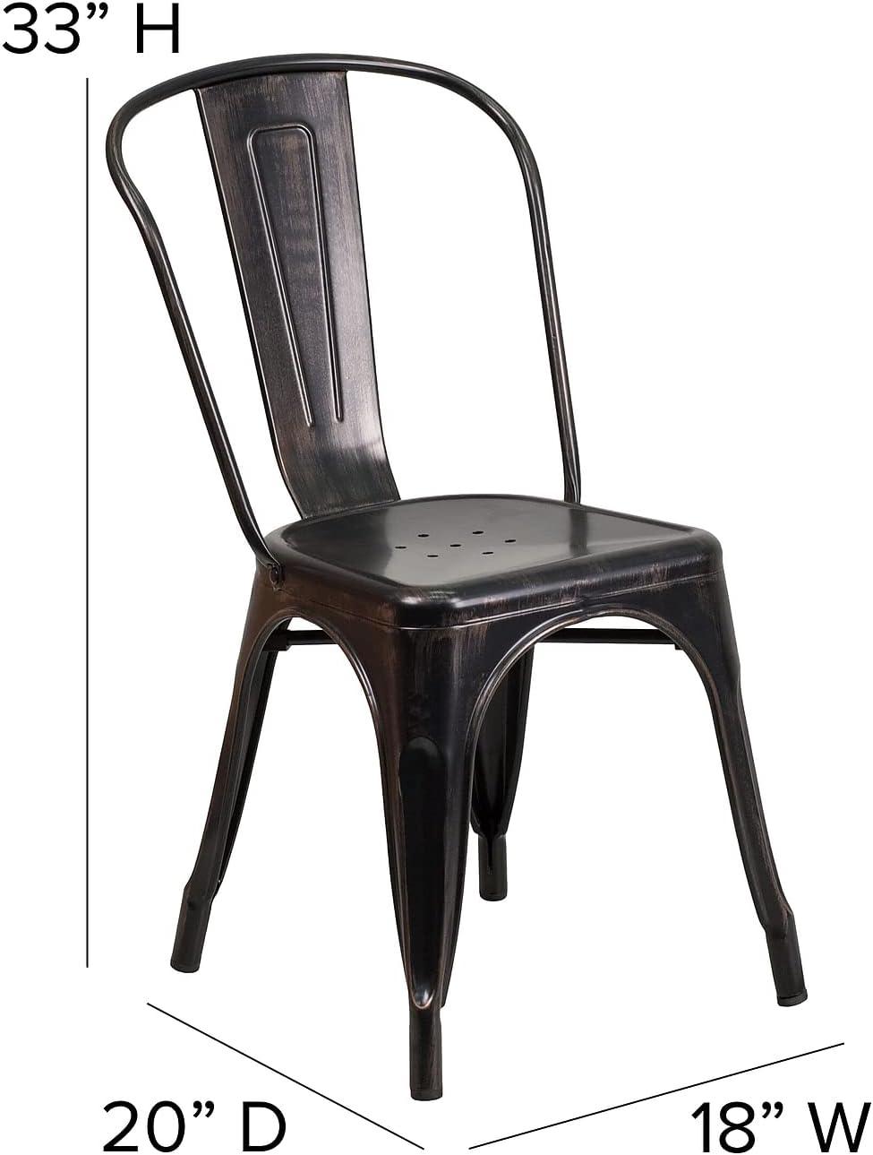 Flash Furniture Commercial Grade Black-Antique Gold Metal Indoor-Outdoor Stackable Chair