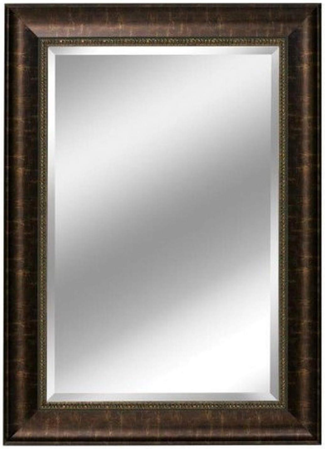 Elegant Distressed Bronze Rectangular Beveled Wall Mirror - 30.5 x 36 in