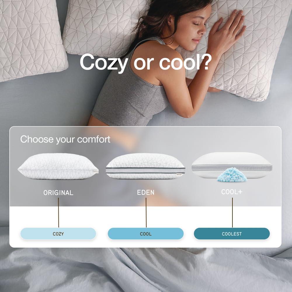 Coop Home Goods The Original Crescent Adjustable Pillow, Queen Bed Pillows for Shoulder, Neck & Head Support - Medium Firm for Back & Side Sleeper
