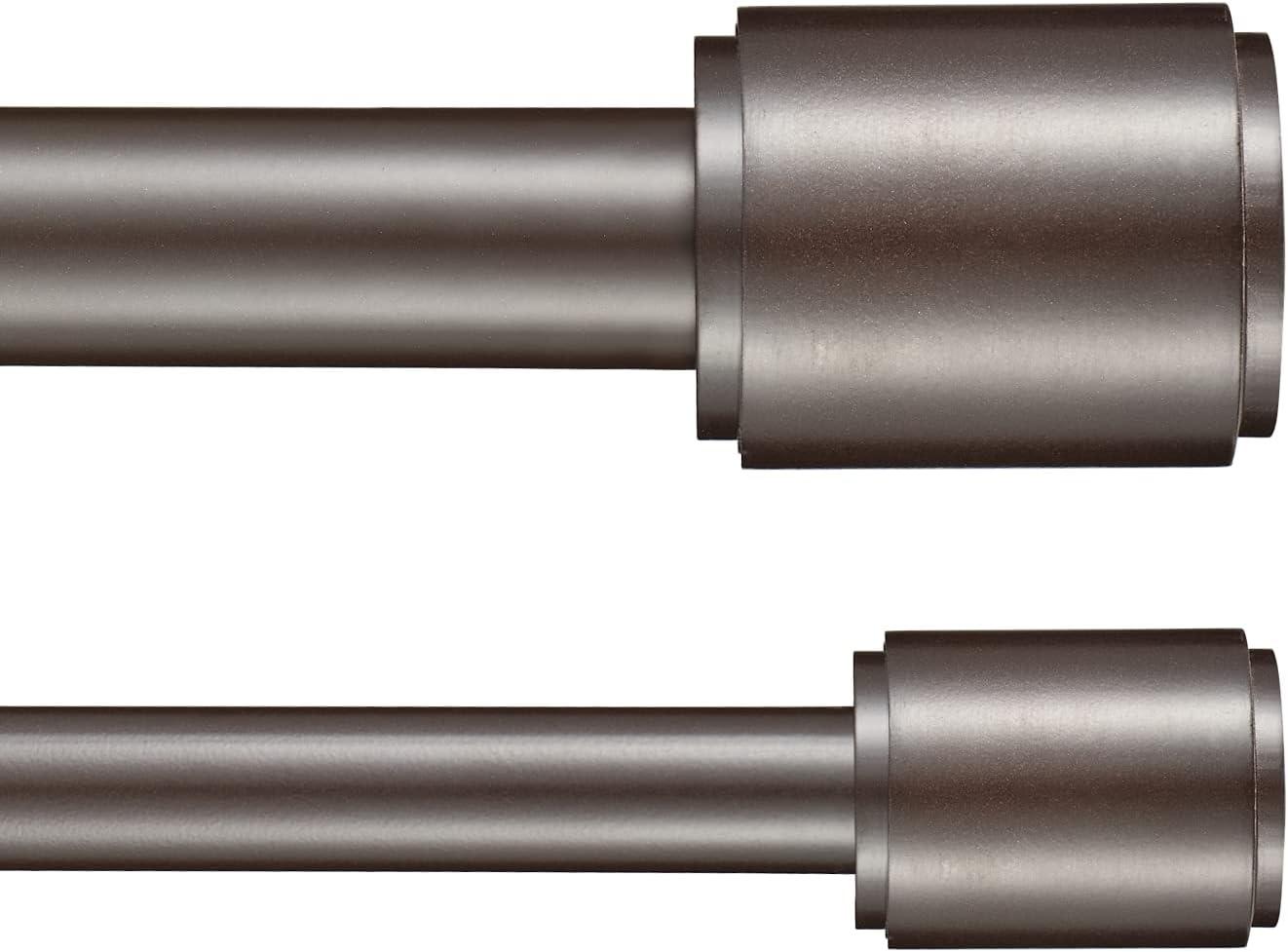 Adjustable Bronze Double Curtain Rod with Cylindrical Finials